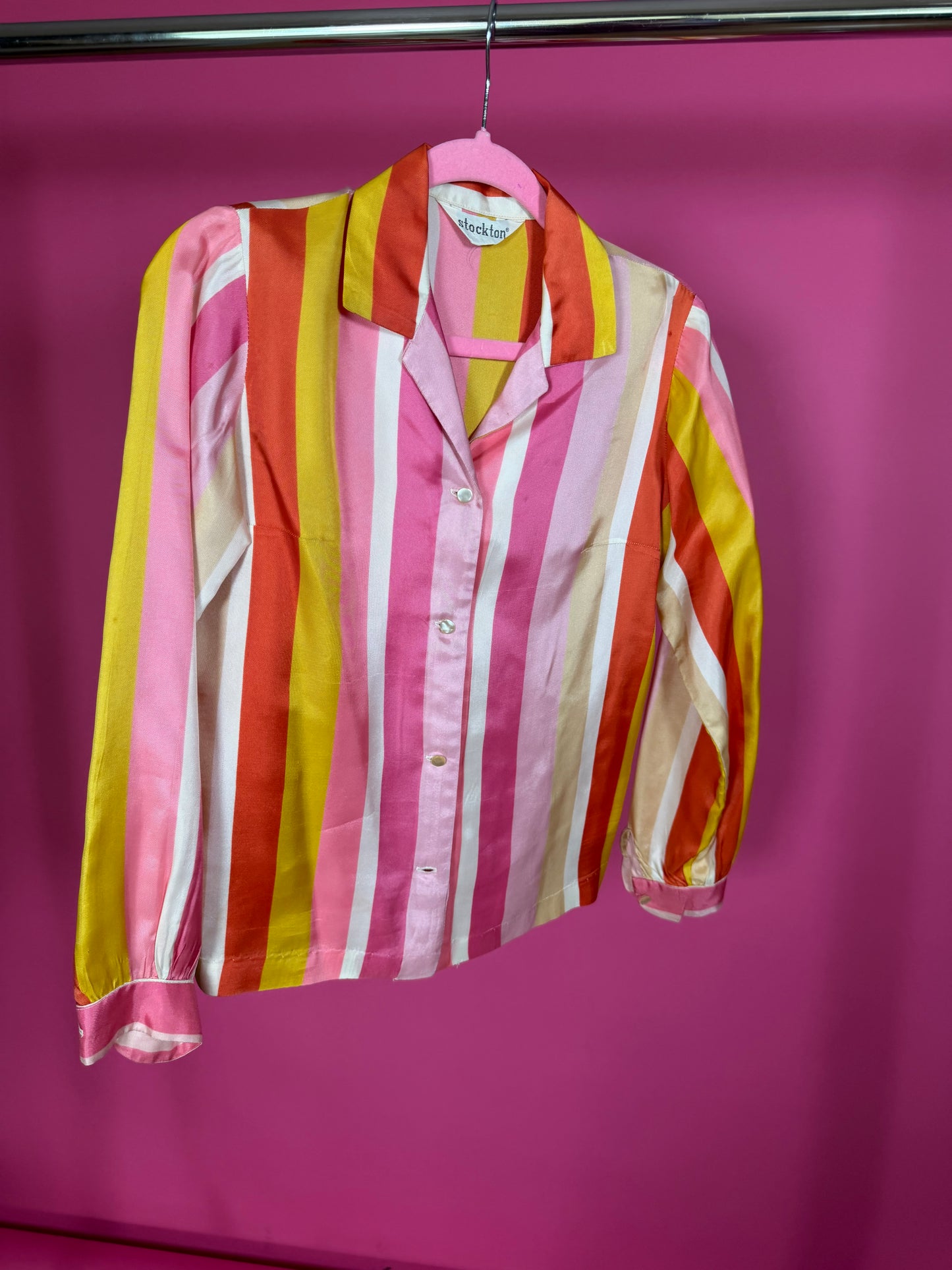 Vintage 60s Stockton Candy Striped Blouse Fits XS-M
