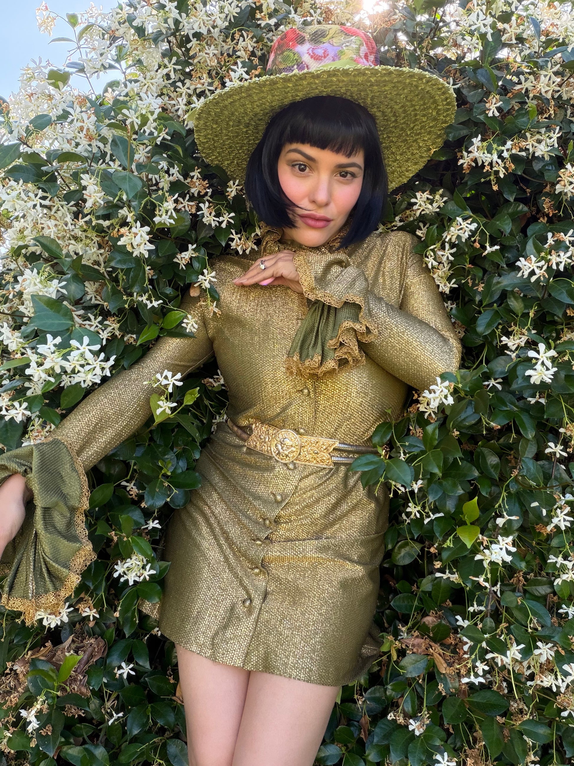 Vintage RARE 70s Betsey Johnson Paraphernalia Gold Metallic Bell Sleeve Mini Duster Dress XS-M Vintage RARE 70s Betsey Johnson Paraphernalia Gold Metallic Bell Sleeve Mini Duster Dress XS-M