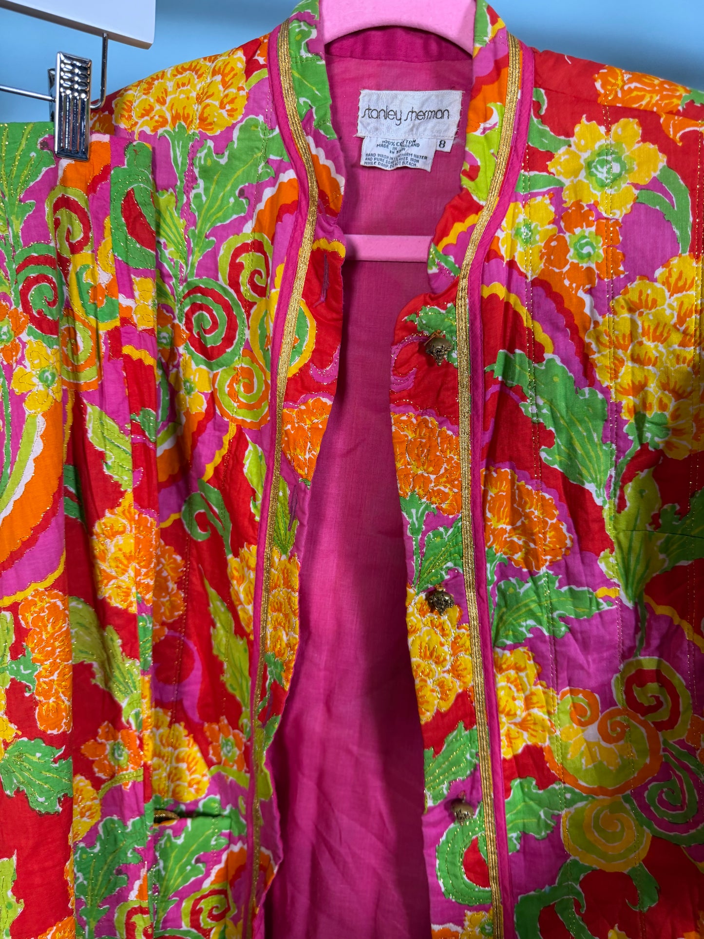 Vintage 60s Stanley Sherman Tropical Psychedelic 4 Piece Pant Set Fits XS-M