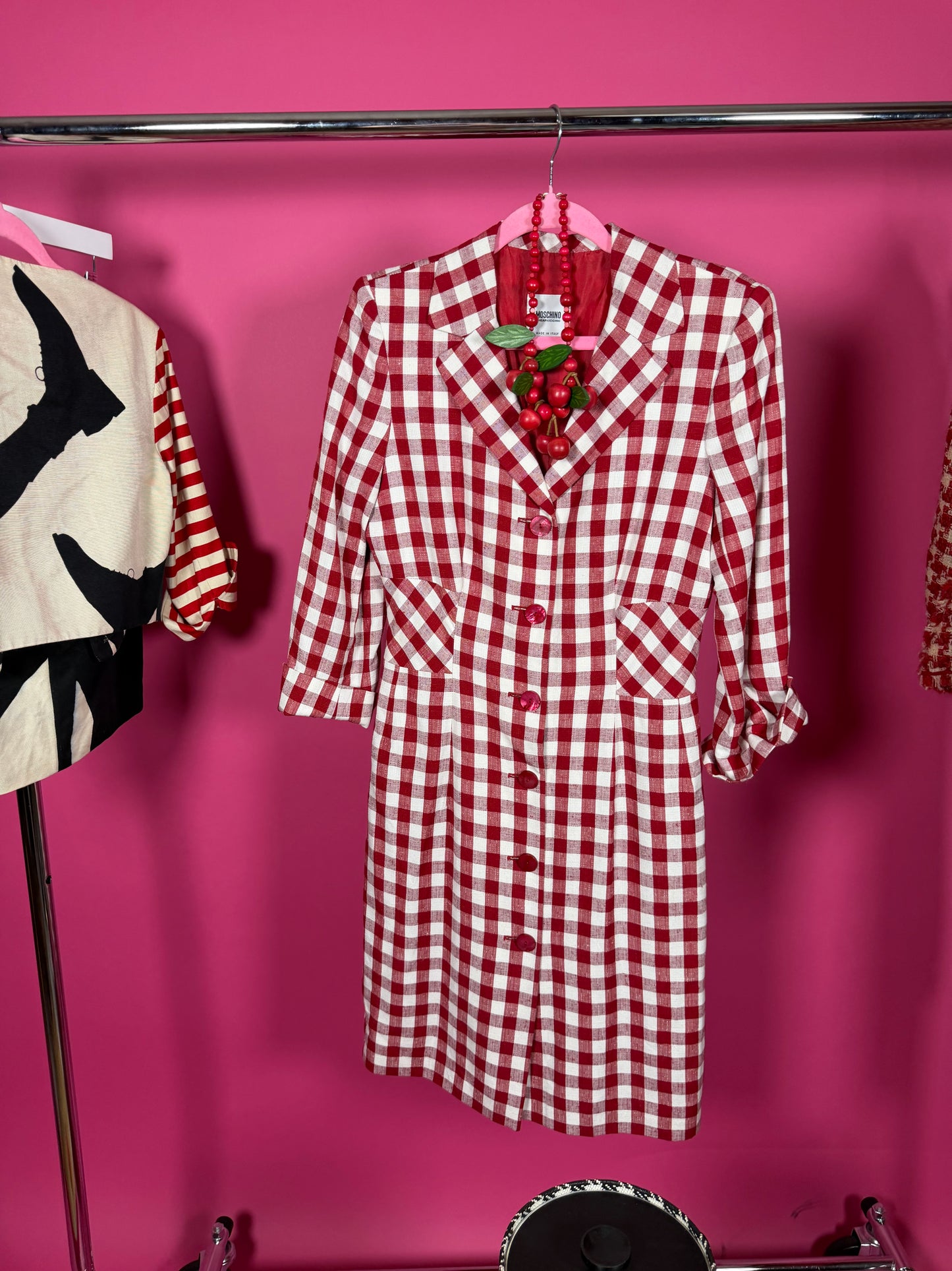 Vintage “Moschino Cheap & Chic”Gingham Coat Dress Made in Italy Fits XS-M