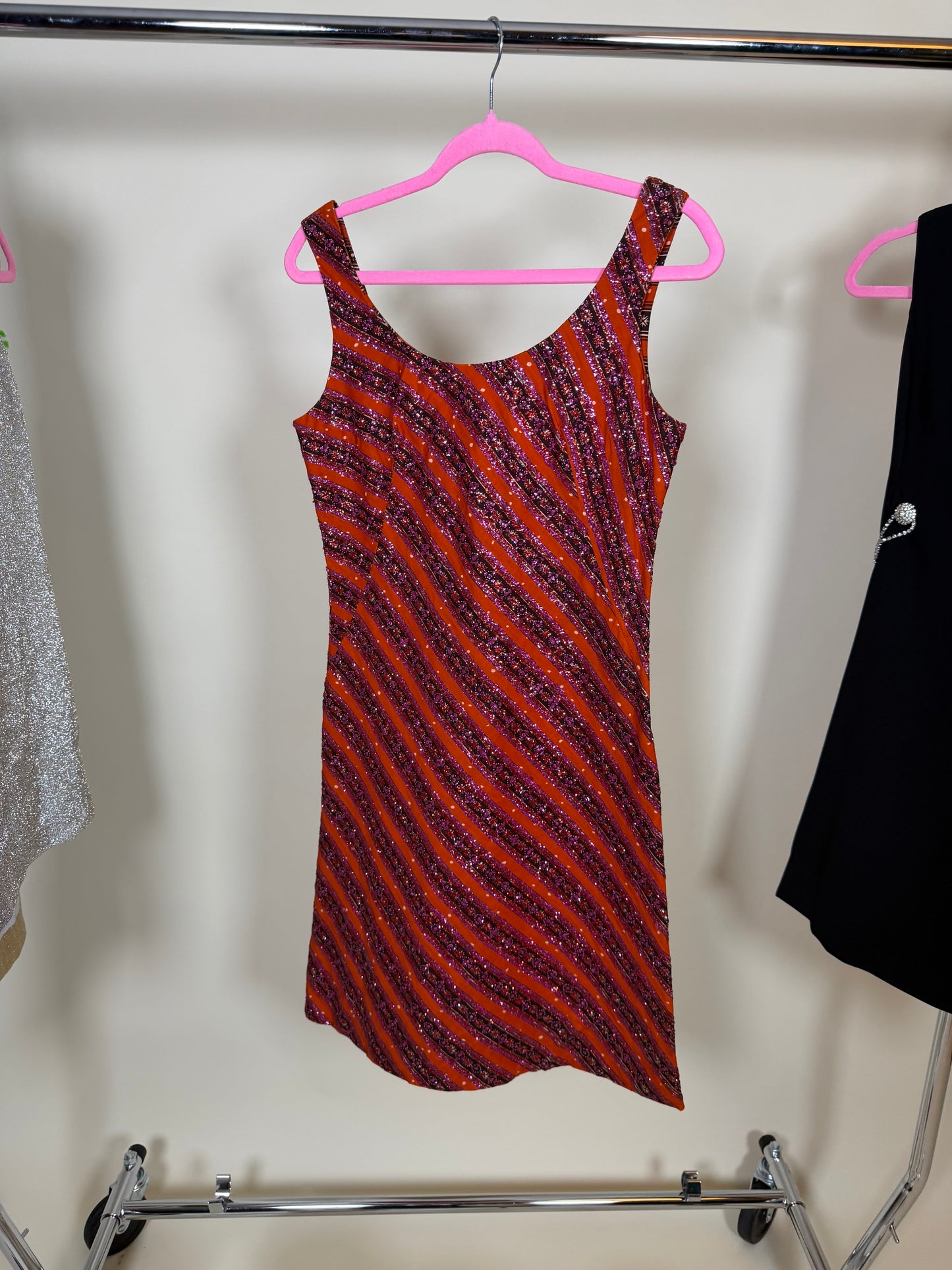 60s Vintage Mod Glitter Dress by Miss Polly for Calypso Fits XS-SM