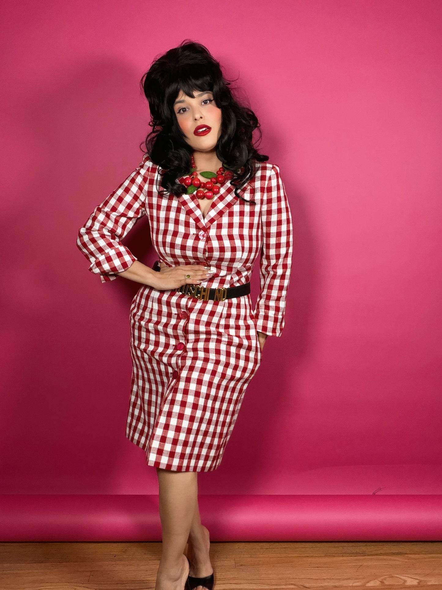 Vintage “Moschino Cheap & Chic”Gingham Coat Dress Made in Italy Fits XS-M