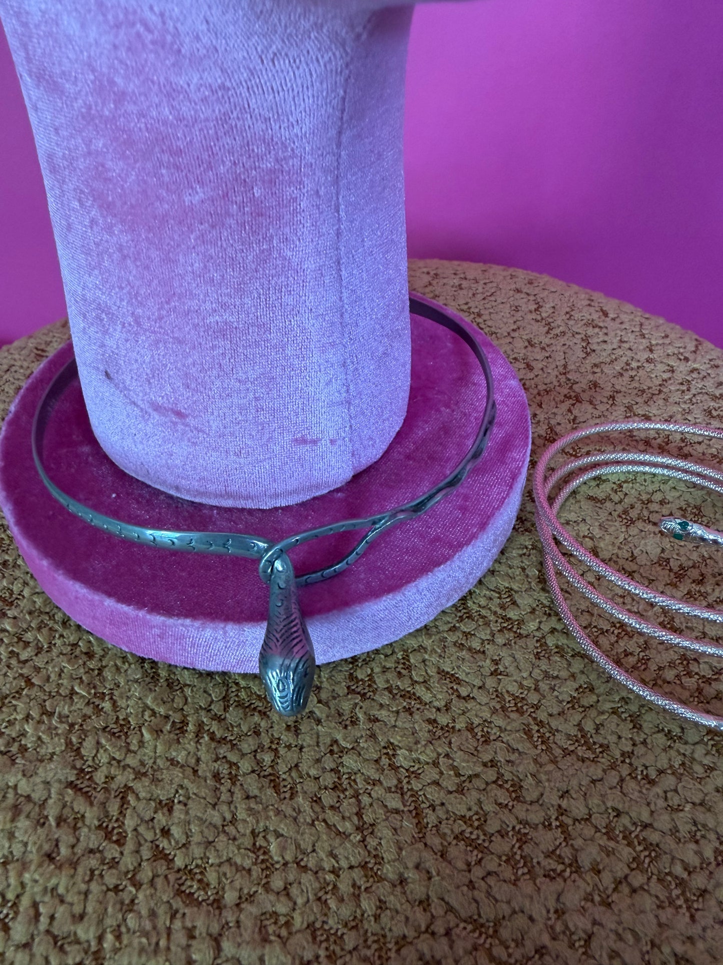 Vintage 60s Silver Snake Collar Fits Most Sizes