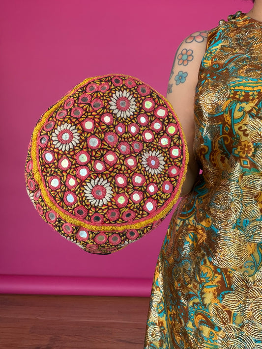 Vintage Mirror Embroidered Box Hat Fits most sizes