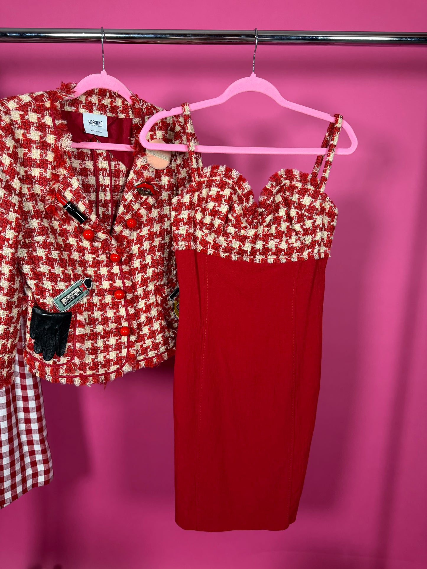 Vintage “Moschino Cheap & Chic” Made in Italy Houndstooth Novelty Makeup Suit Fits XS-SM Possible size M
