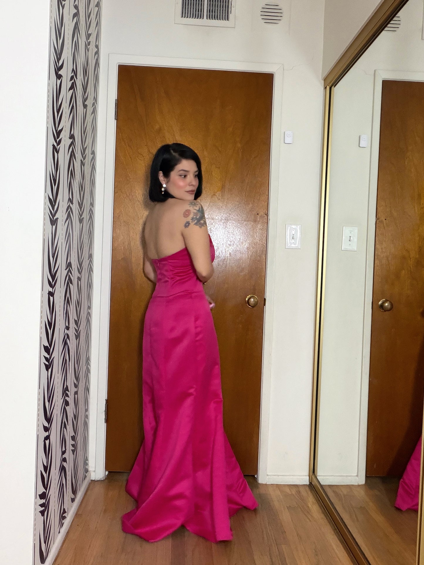 80 / 90s Vintage Jessica McClintock for Gunne Sax Hot Pink Gown S-M