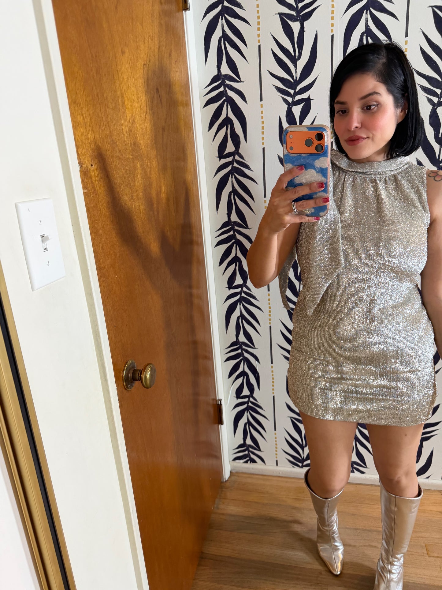 60s Silver Metallic Go Go Dress by Fashion Creations ALGO Fits XS-SM