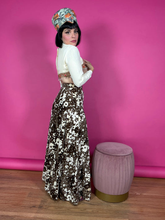Vintage 60s Traina Boutique Faux Fur Maxi Skirt XS-SM & Possible size M