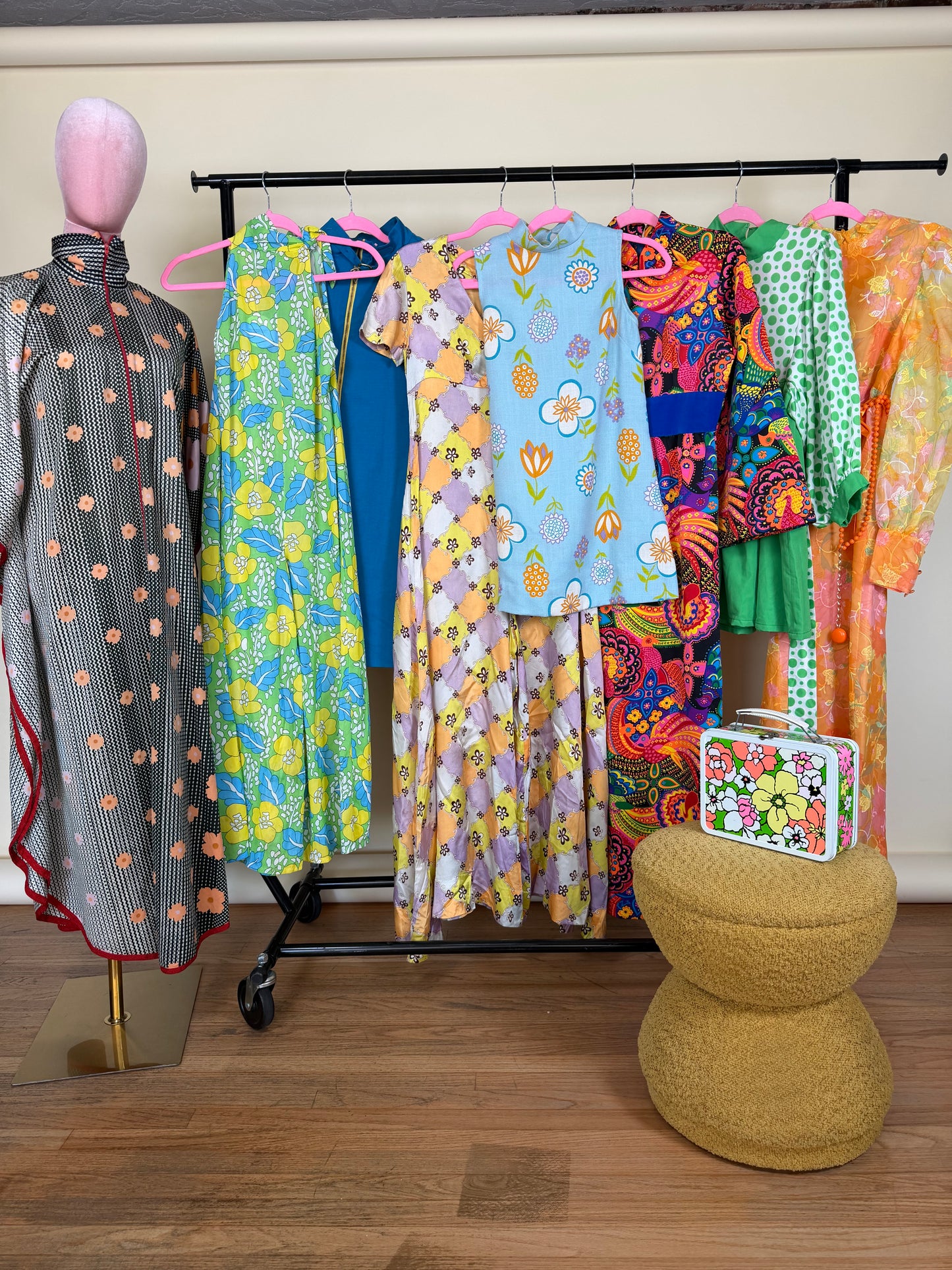 Vintage 60s Mod Hawaiian Citrus Floral Wideleg Jumpsuit Fits XS-M
