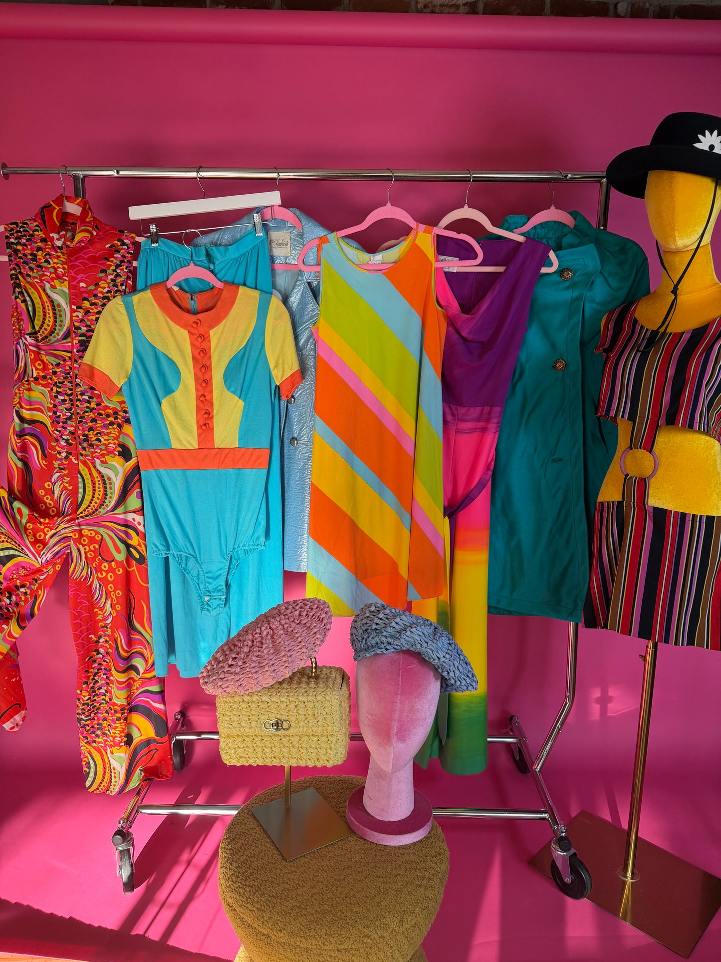 Vintage 60s Trapeze Rainbow Dress by Gaymode Pennys Fits XS-SM & Possible Size M
