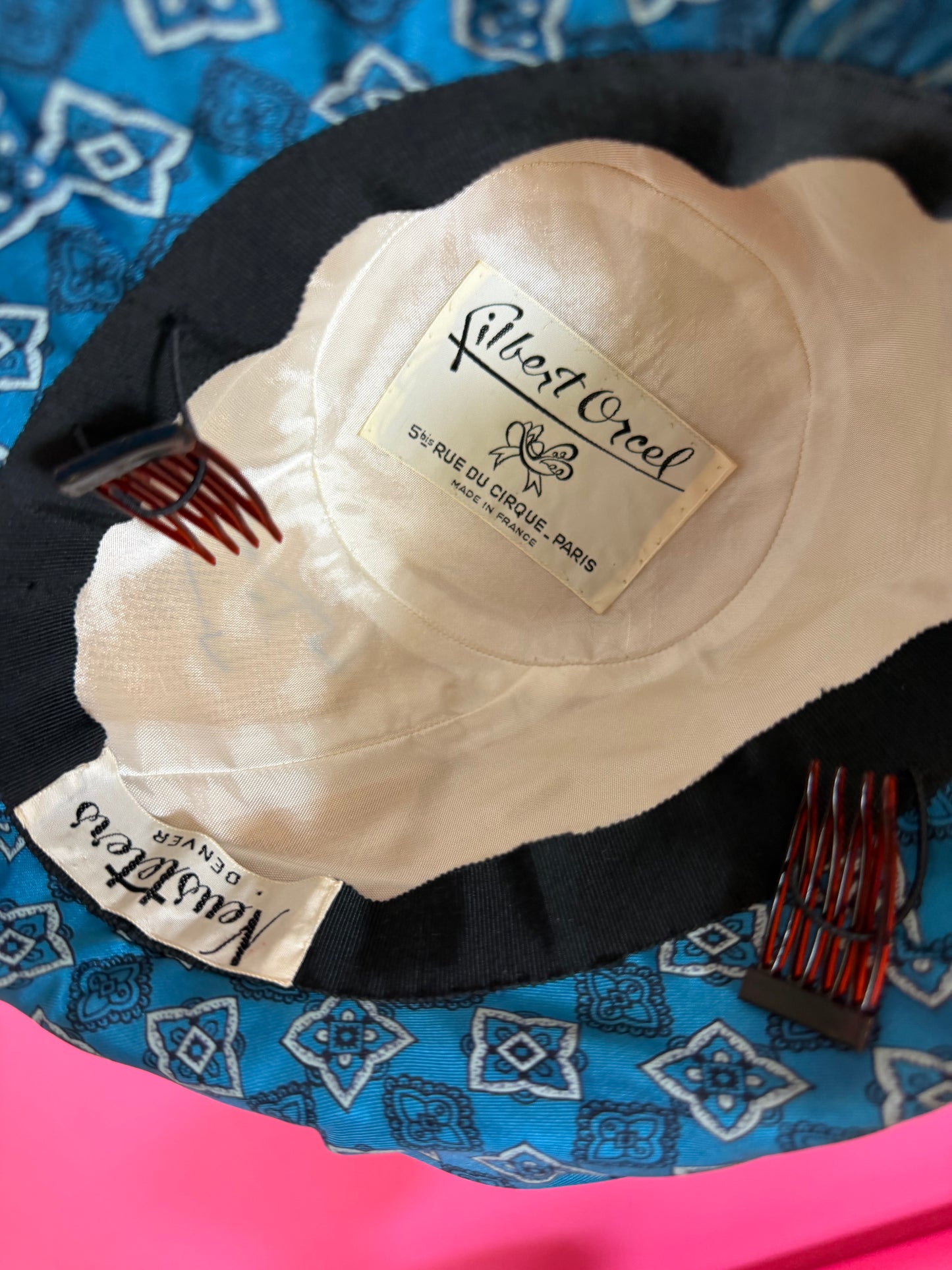 Vintage 60s Filbert Orcel made in France Silk Brocade Turban