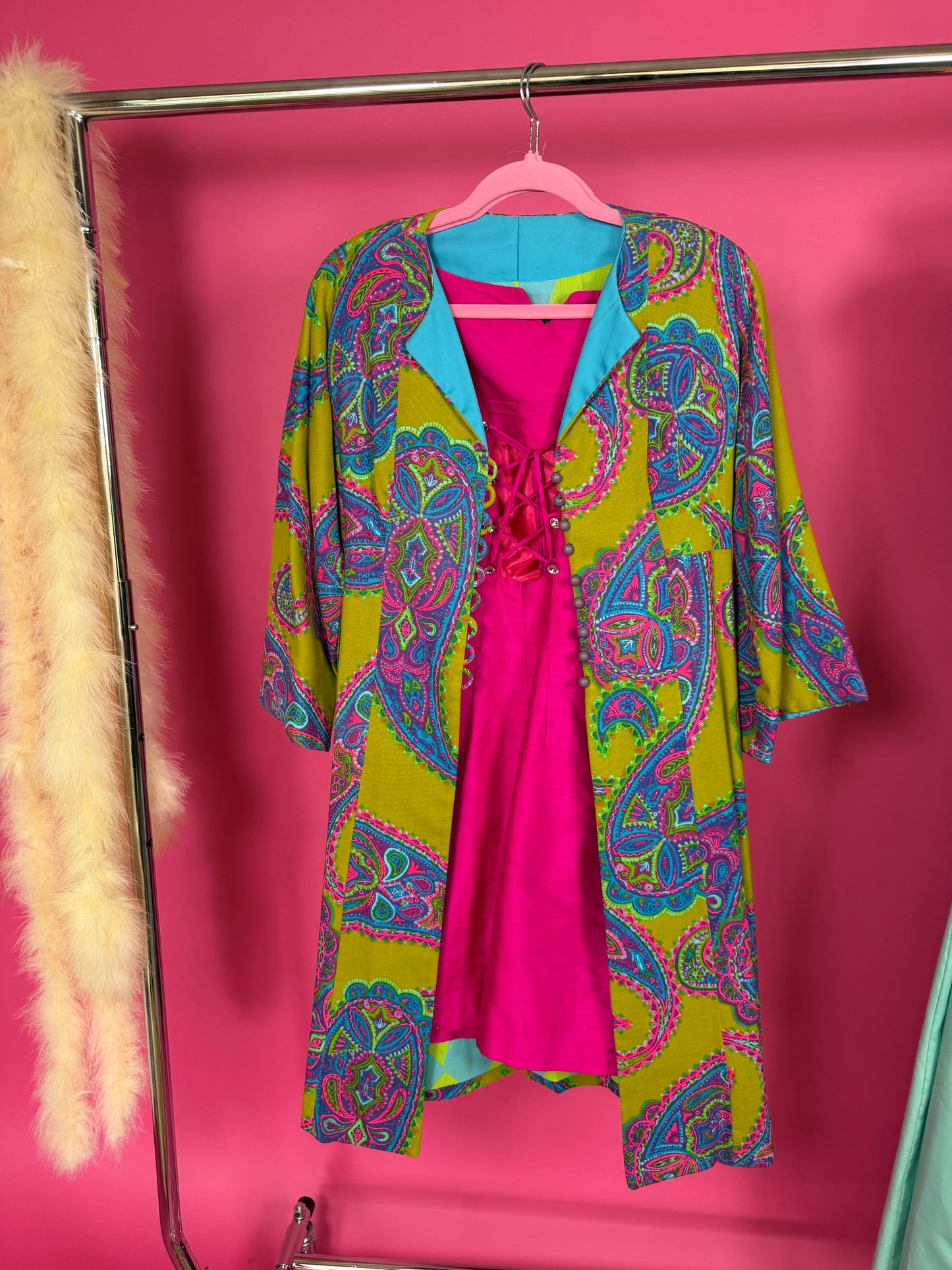 Vintage 90s Tadashi Raw Silk Hot Pink Cocktail Dress Fit’s XXS-XS