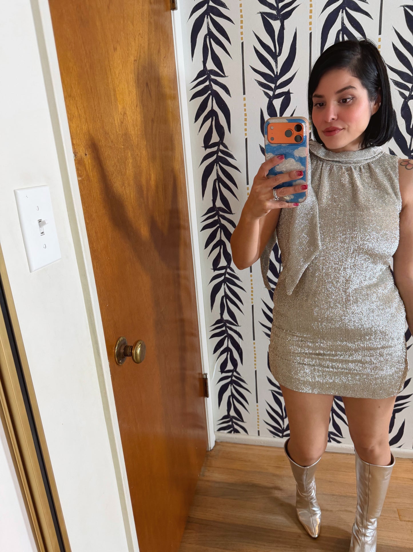 60s Silver Metallic Go Go Dress by Fashion Creations ALGO Fits XS-SM