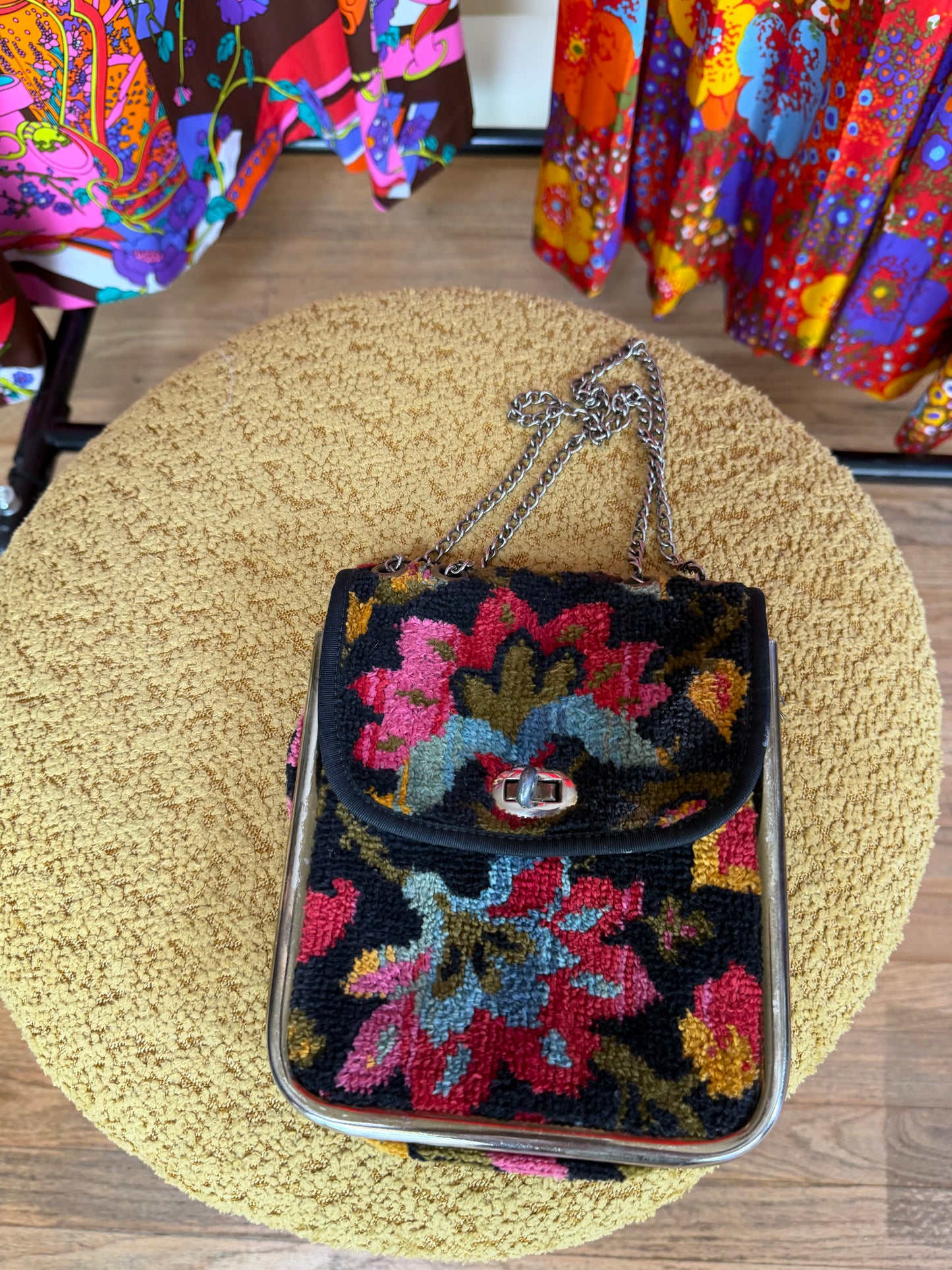 Vintage 60s Floral Tapestry Carpet Purse