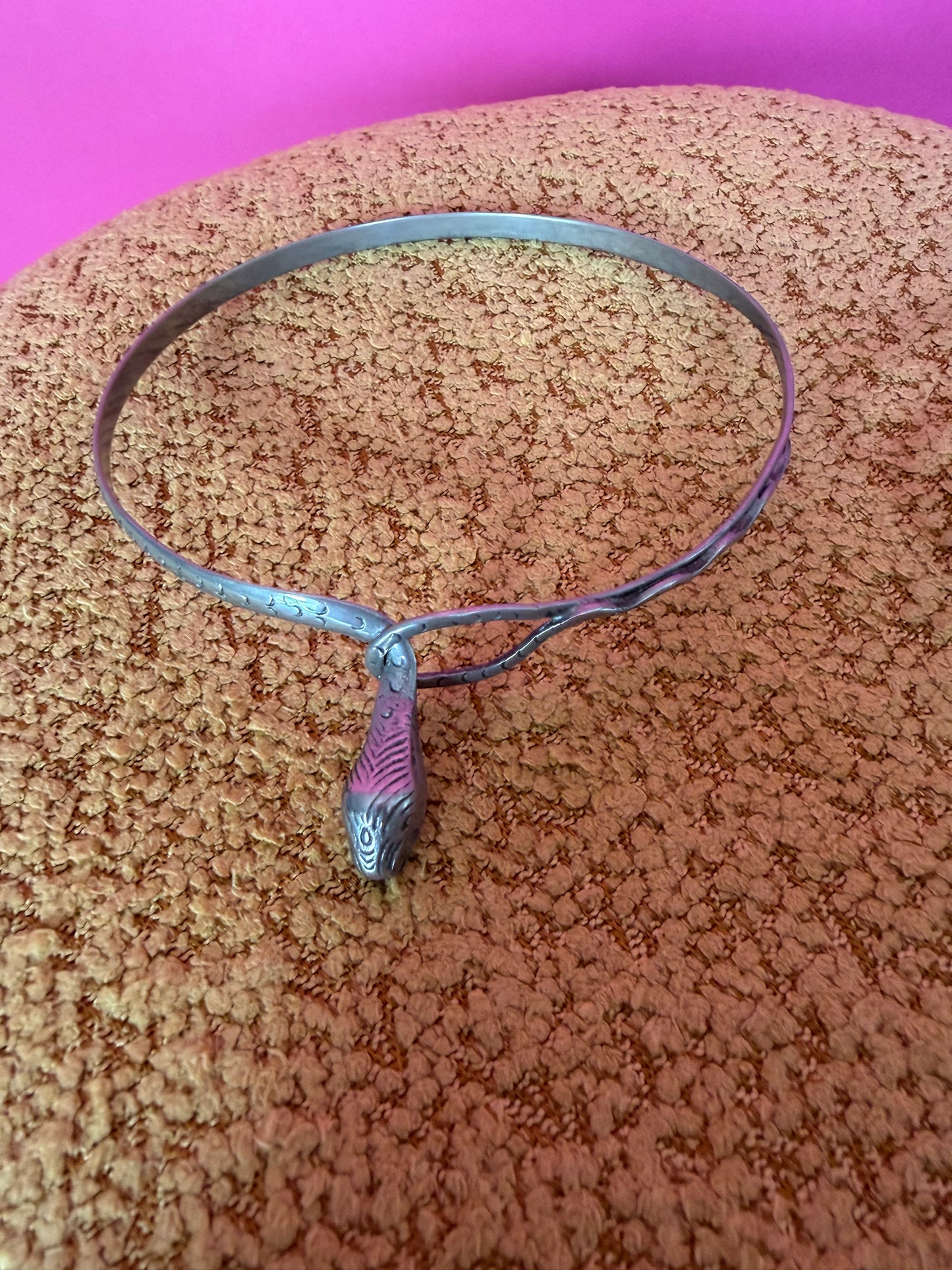 Vintage 60s Silver Snake Collar Fits Most Sizes