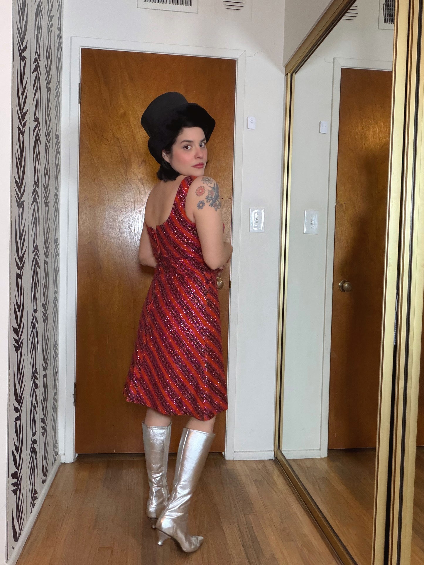 60s Vintage Mod Glitter Dress by Miss Polly for Calypso Fits XS-SM