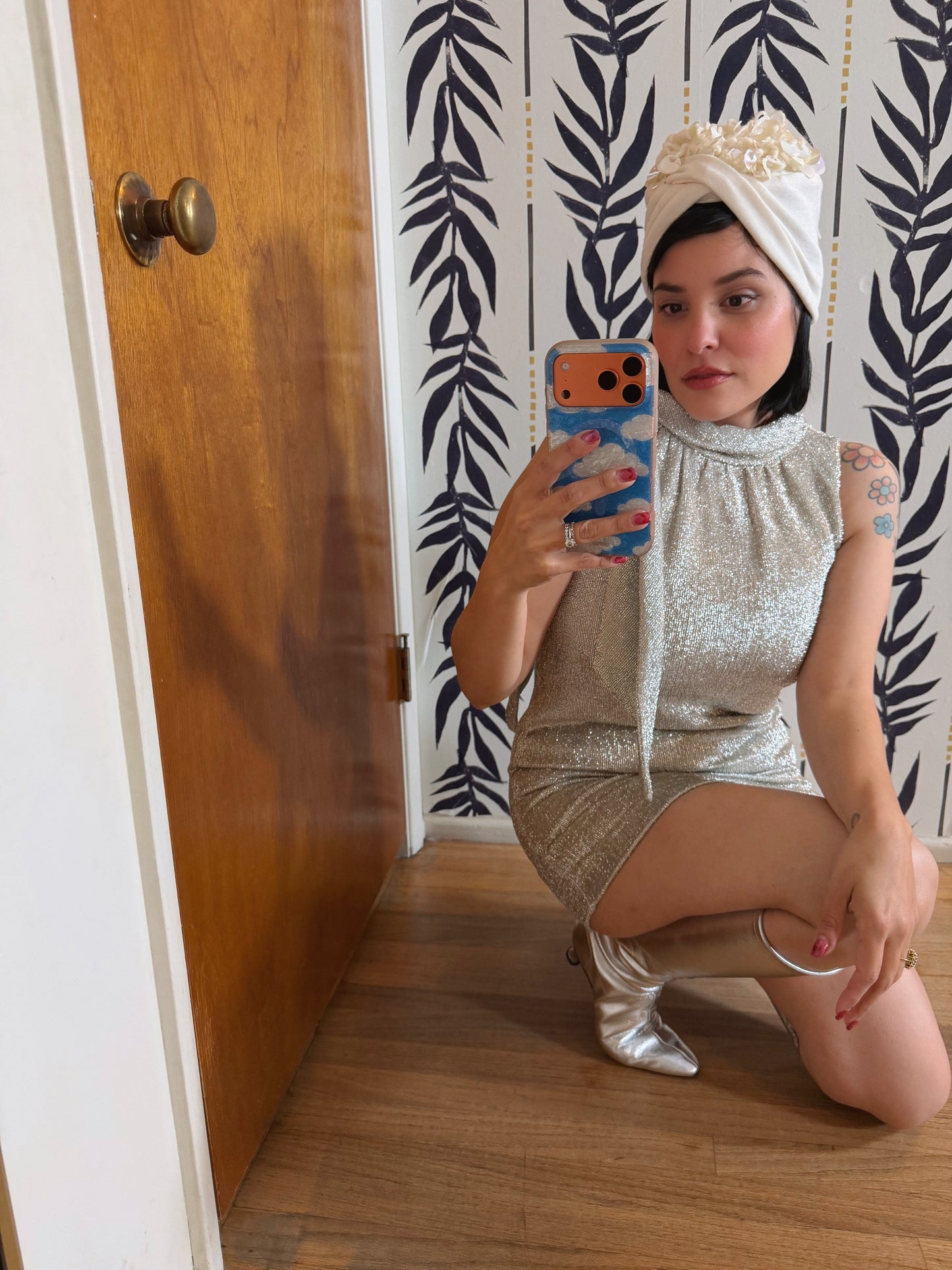 60s Silver Metallic Go Go Dress by Fashion Creations ALGO Fits XS-SM