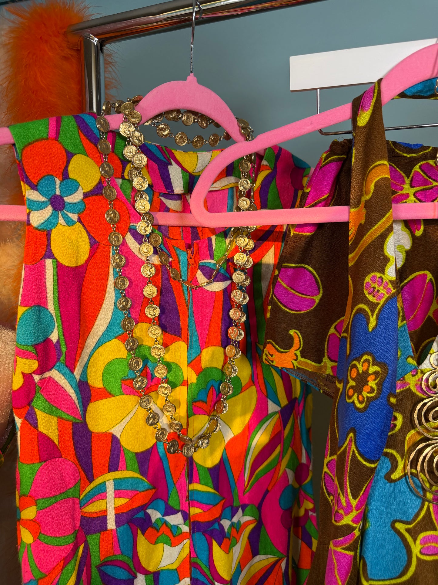 60/70s Chocolate Tropical Floral Poolside Set Fits XS-SM