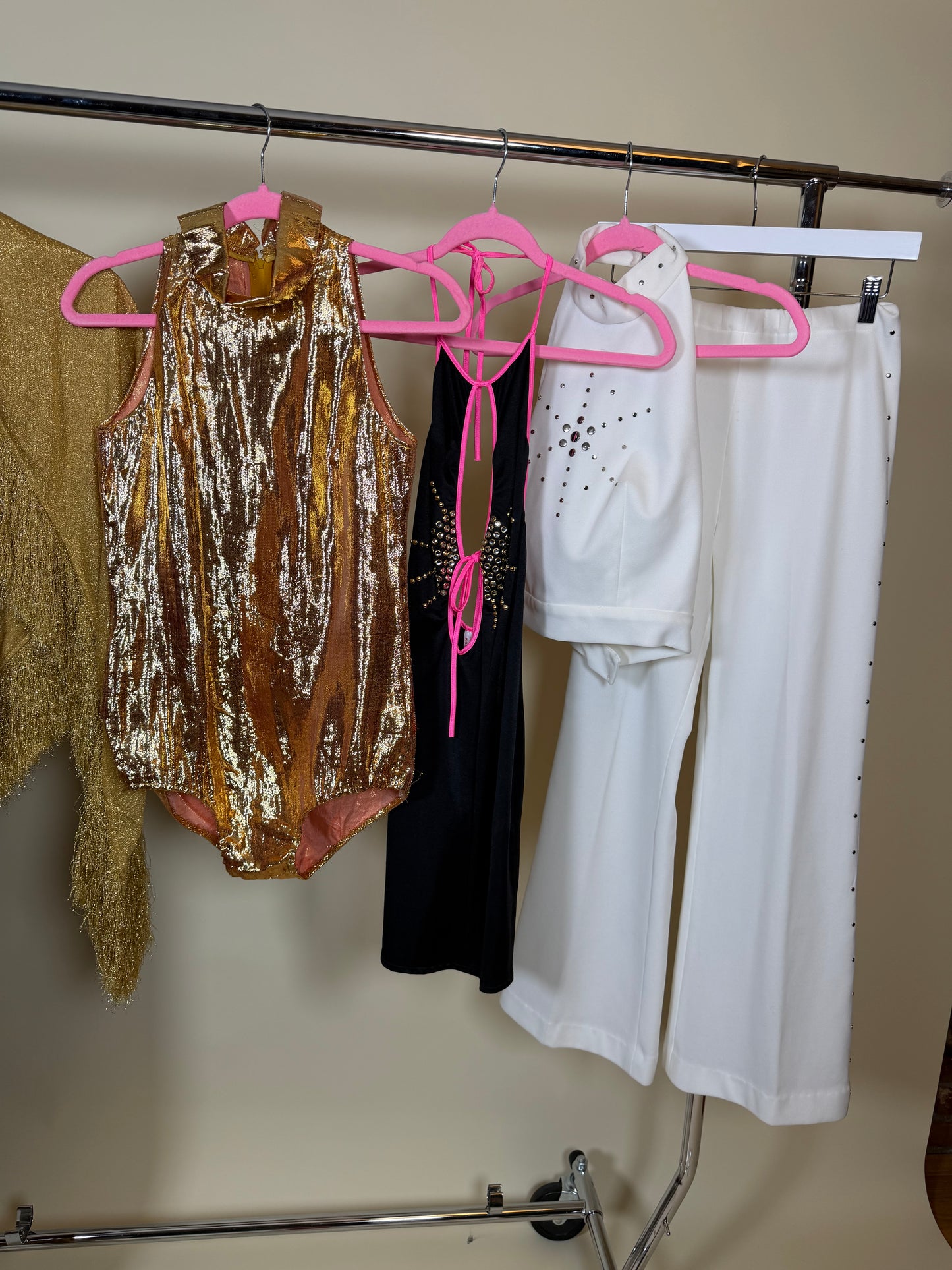 60s Vintage Gold Lame Wet look Bodysuit Fits XS-SM