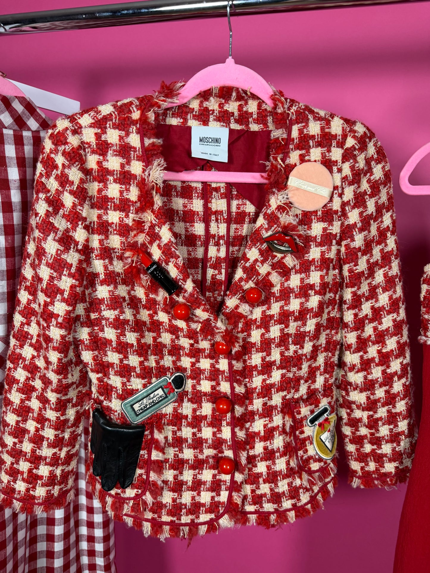 Vintage “Moschino Cheap & Chic” Made in Italy Houndstooth Novelty Makeup Suit Fits XS-SM Possible size M