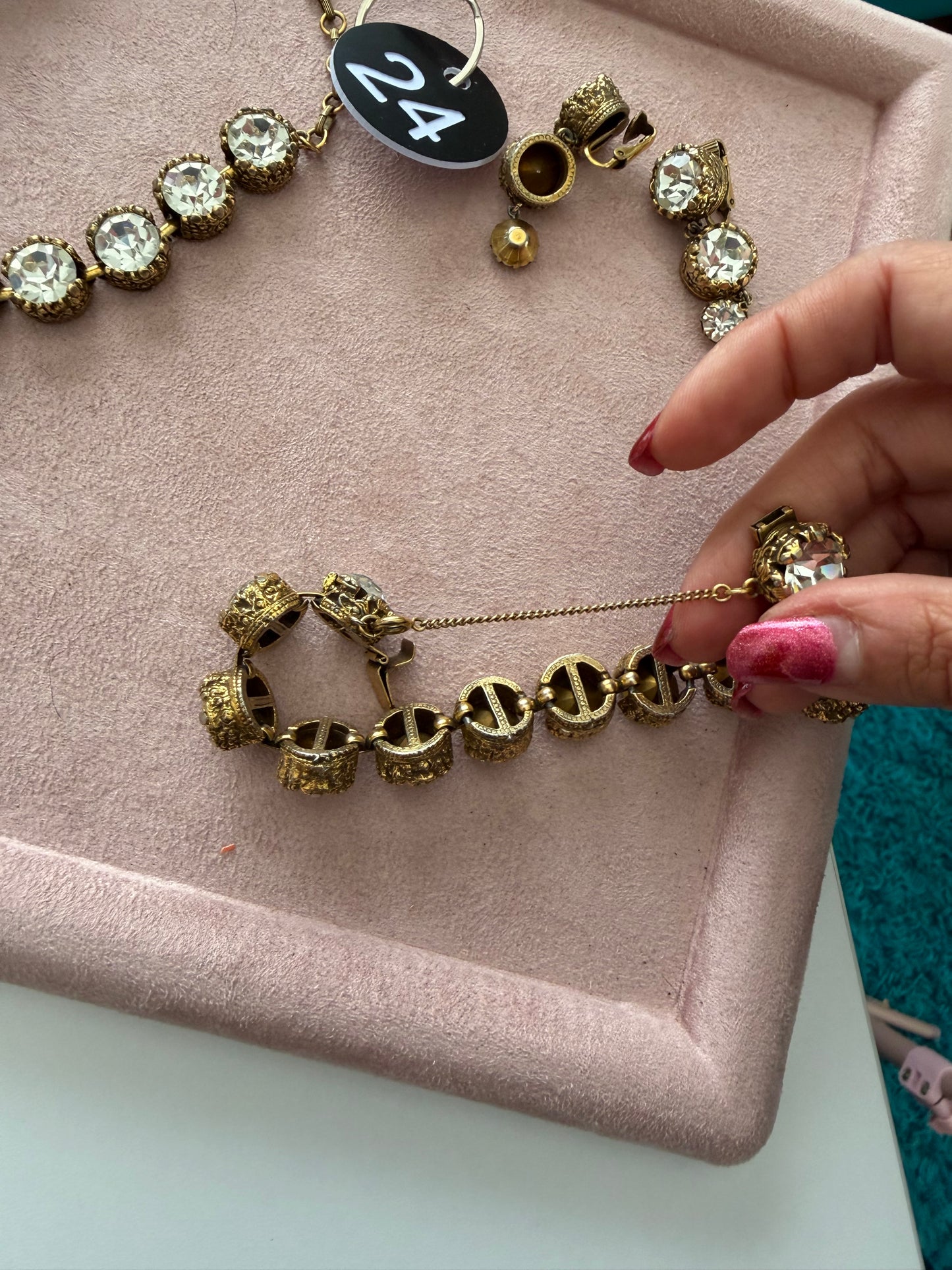 60s Vintage Statement Rhinestone Jewelry 3 Piece Jewelry Set