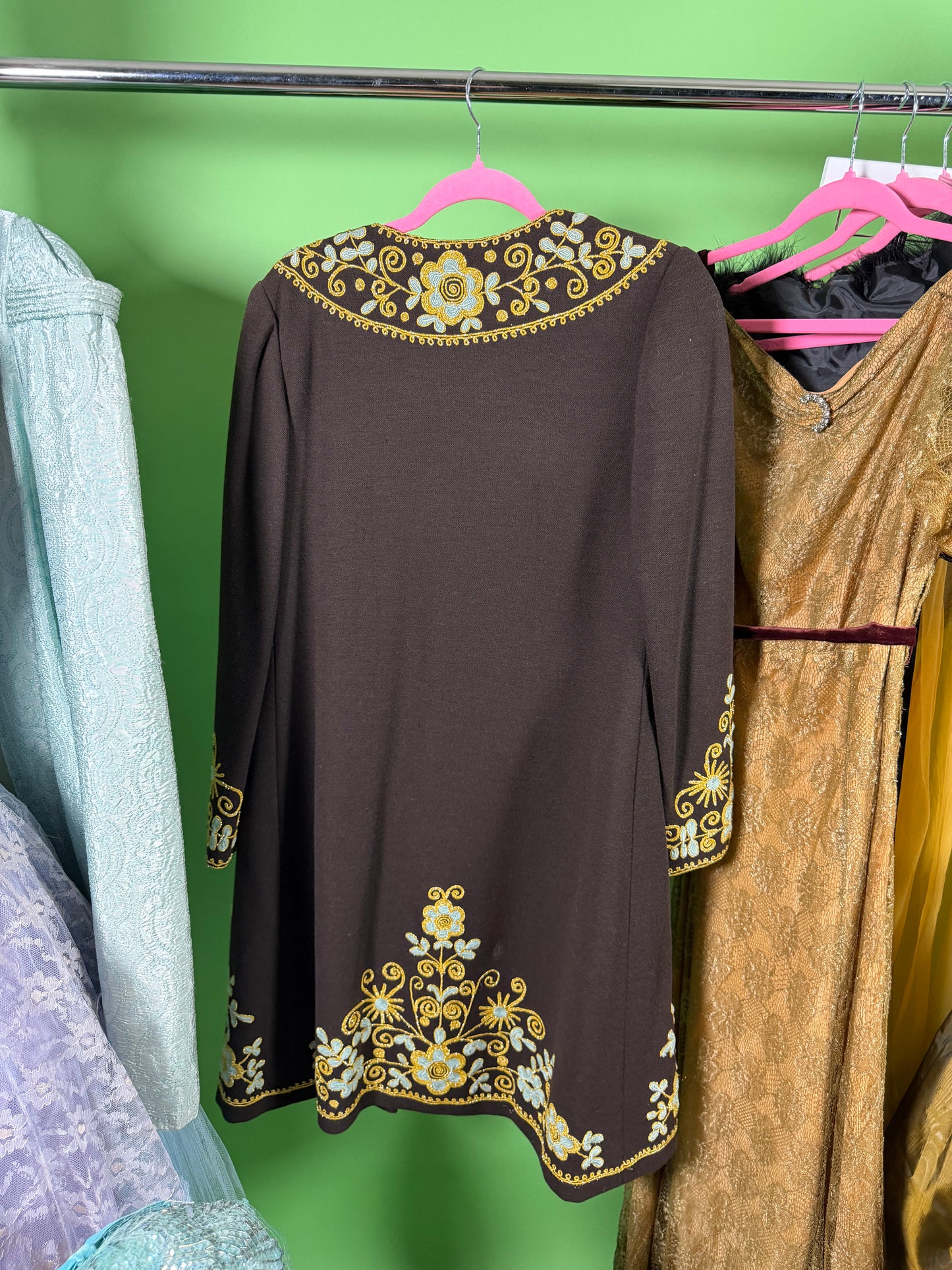 Vintage 40s Roman Embroidered Wool Coat Fits XS-M