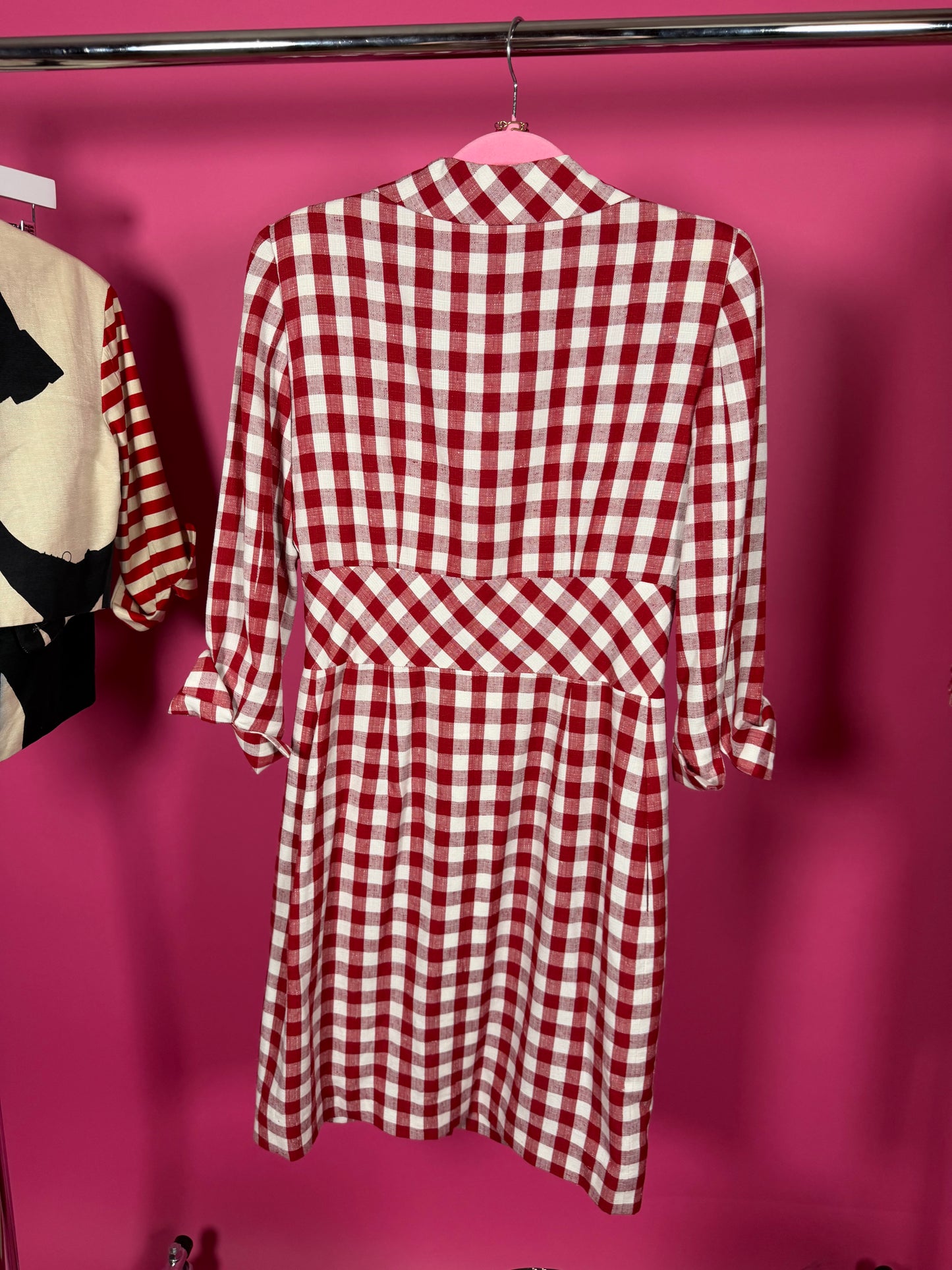 Vintage “Moschino Cheap & Chic”Gingham Coat Dress Made in Italy Fits XS-M