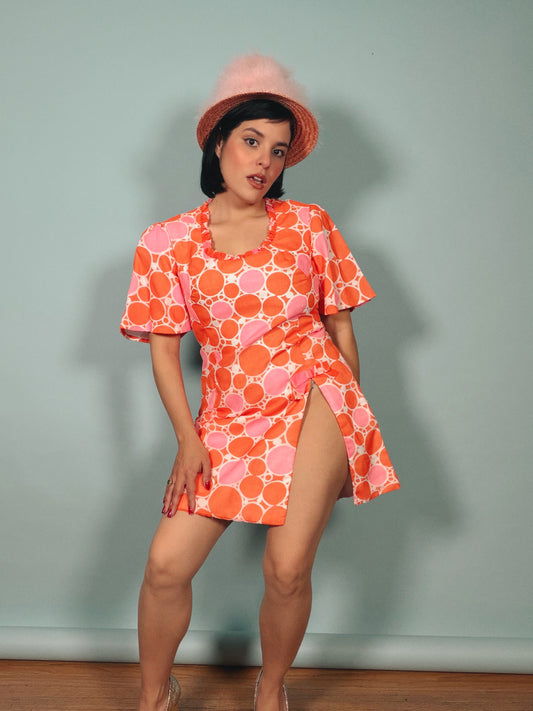 60s Bold Polkadot Mini Dress Sassy by Gregg Draddy Fits XS-SM