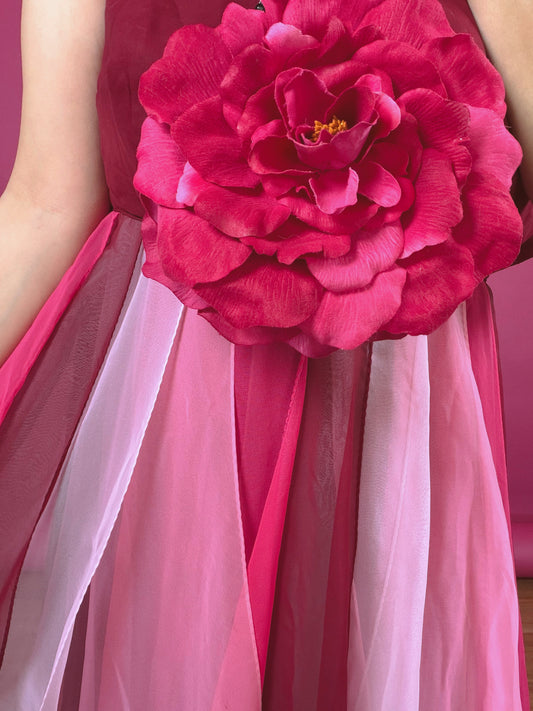 Vintage 1960s Miss Elliette California Silk Chiffon Strapless Gown Fits XS