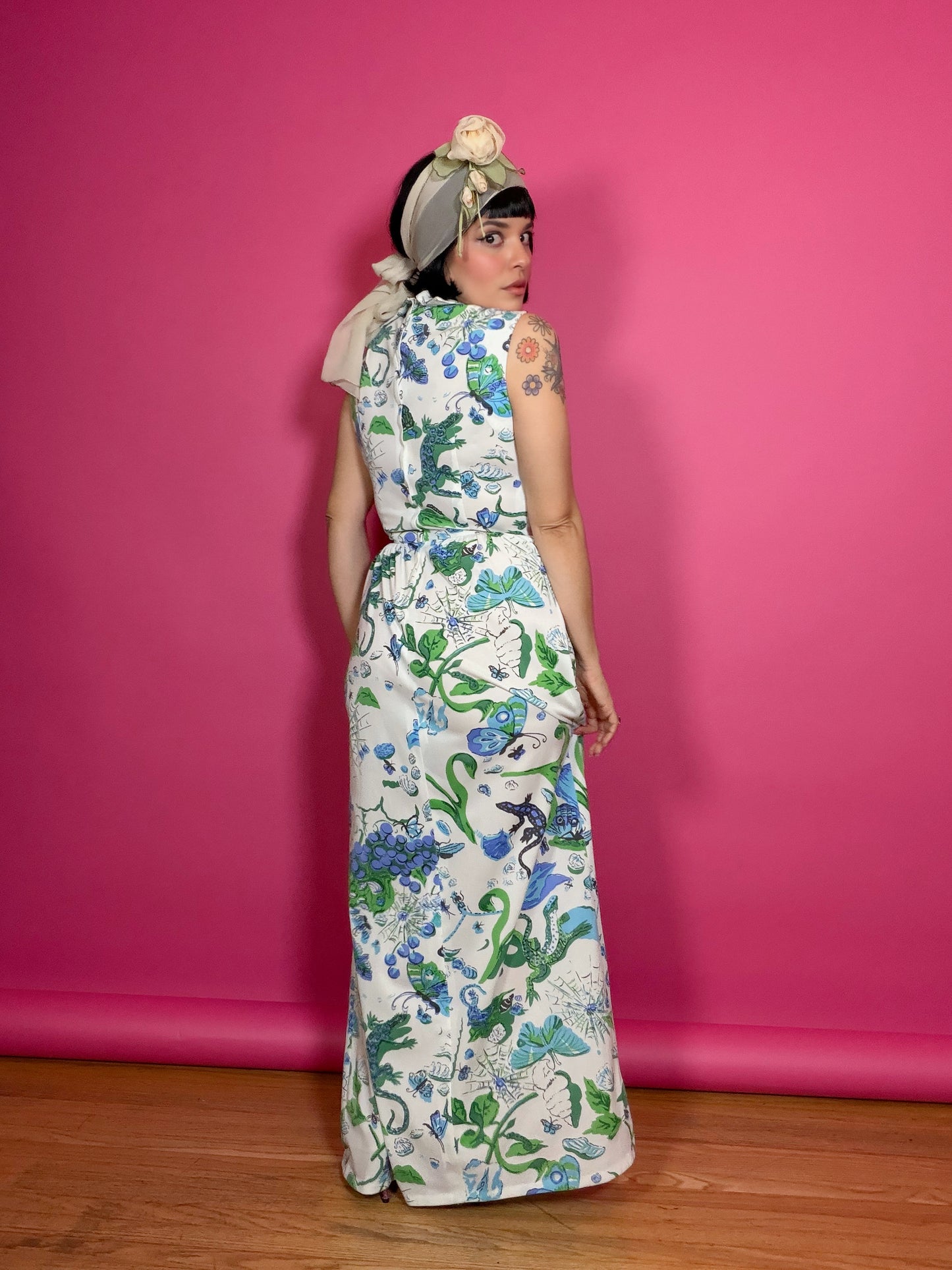 Vintage 60s “Serbin of Florida” designed by Muriel Ryan novelty print maxi Fits XS-SM