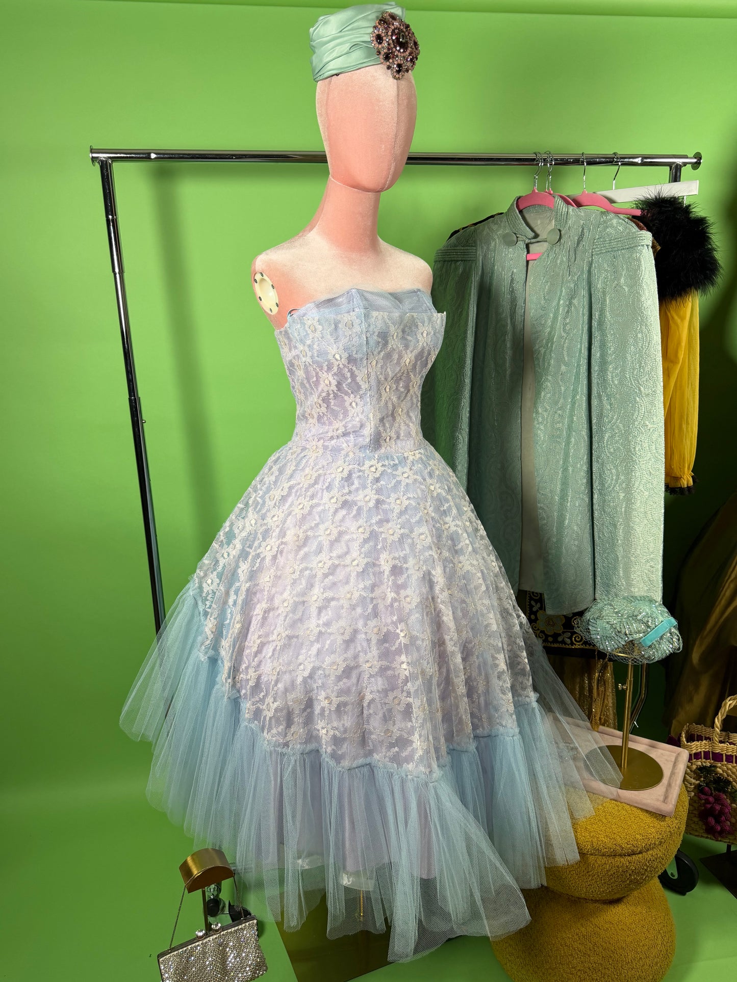 Vintage 50s Blue Ombre Cupcake Party Dress XS-SM