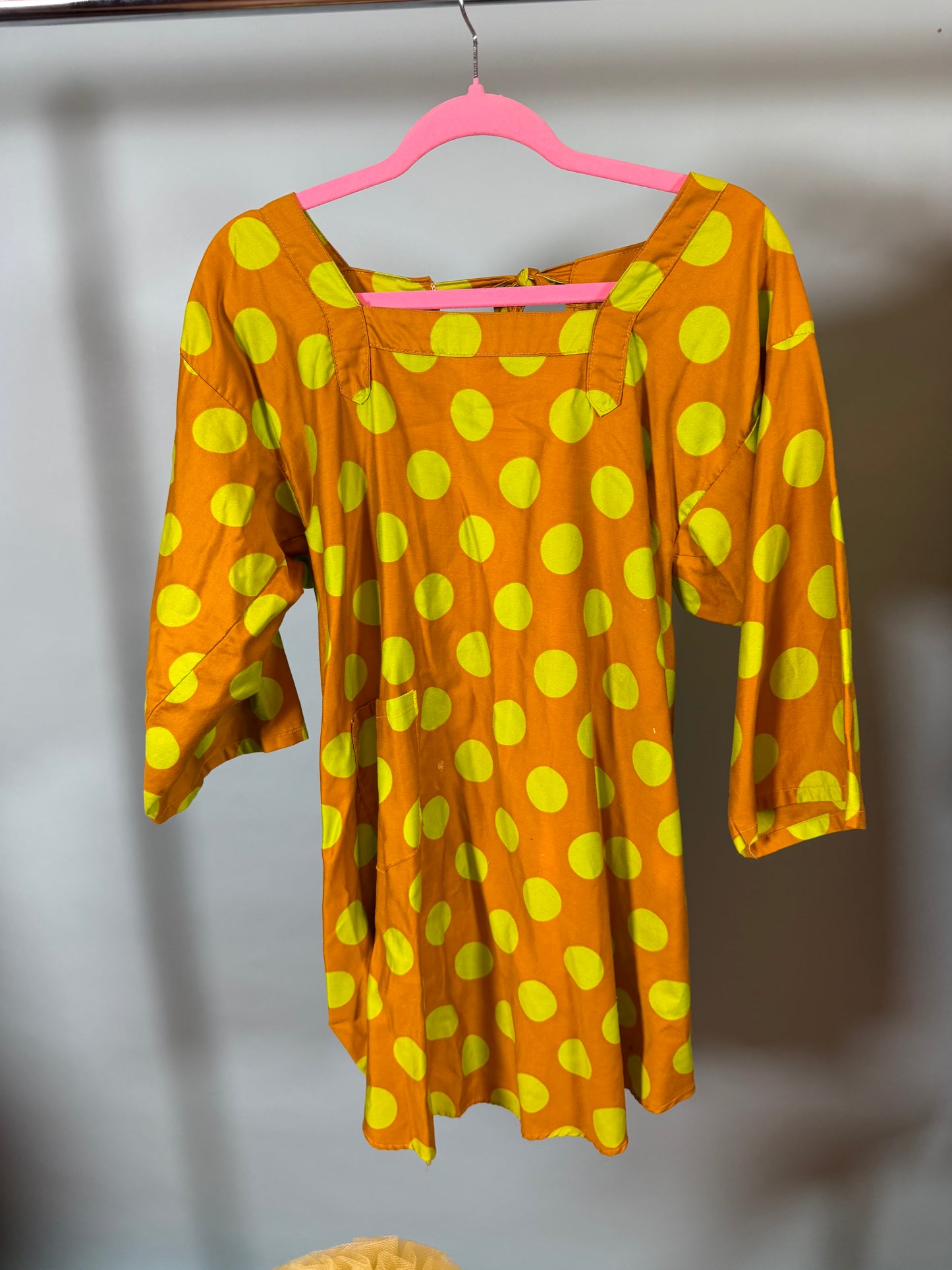 Vintage 1960s Design House Cotton Polka Dot Wrap Tunic Fits Most Sizes