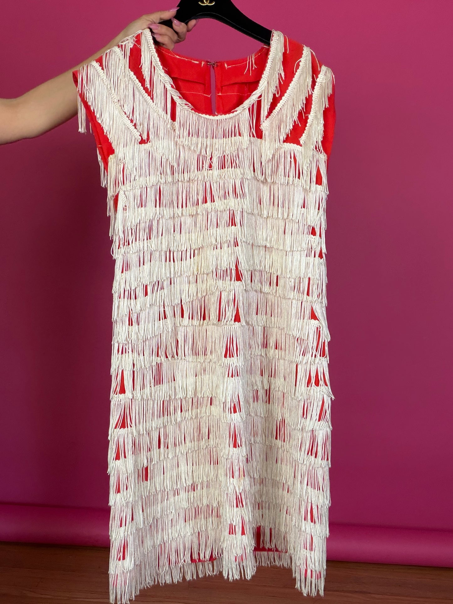 1960s Red Fringe Dress Fits XS-M & possible size L