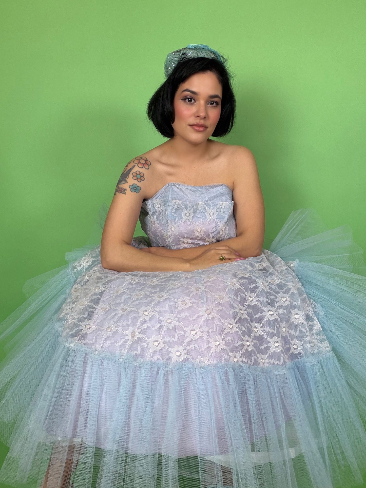 Vintage 50s Blue Ombre Cupcake Party Dress XS-SM