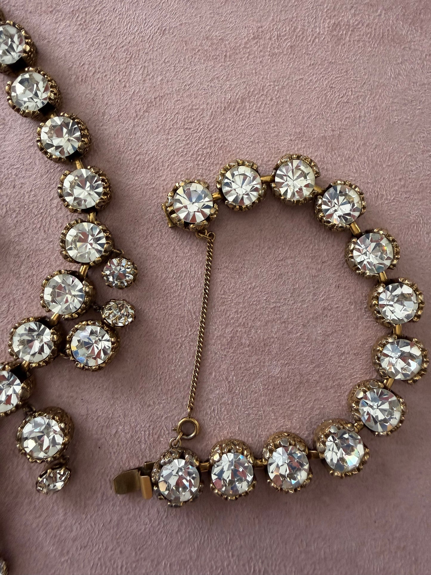 60s Vintage Statement Rhinestone Jewelry 3 Piece Jewelry Set
