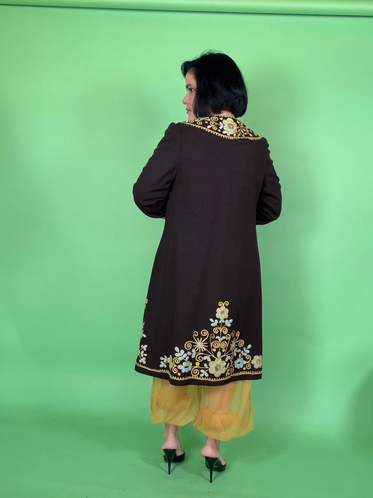 Vintage 40s Roman Embroidered Wool Coat Fits XS-M