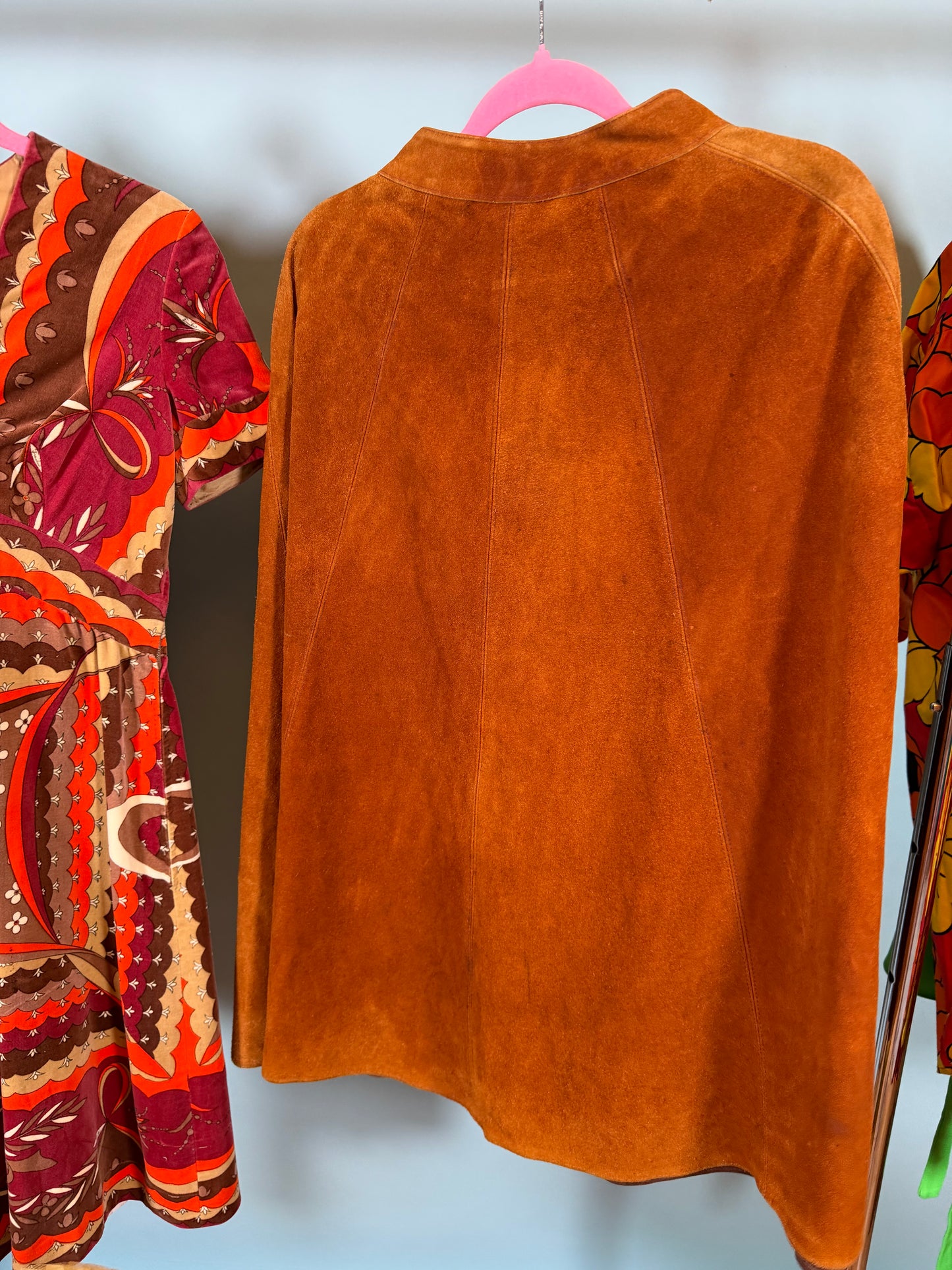 Vintage 1960s /1970s Flower Power Two-Tone Suede Cape Fits all sizes