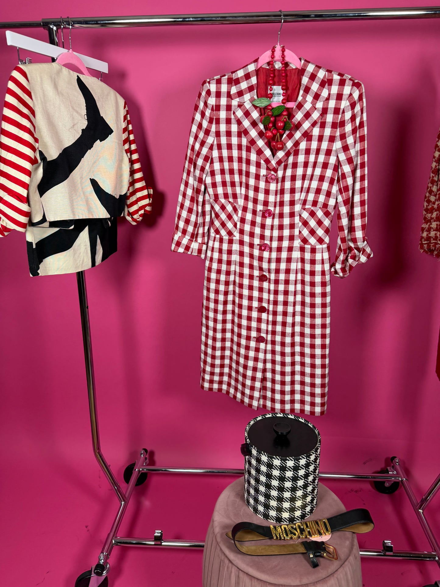 Vintage “Moschino Cheap & Chic”Gingham Coat Dress Made in Italy Fits XS-M