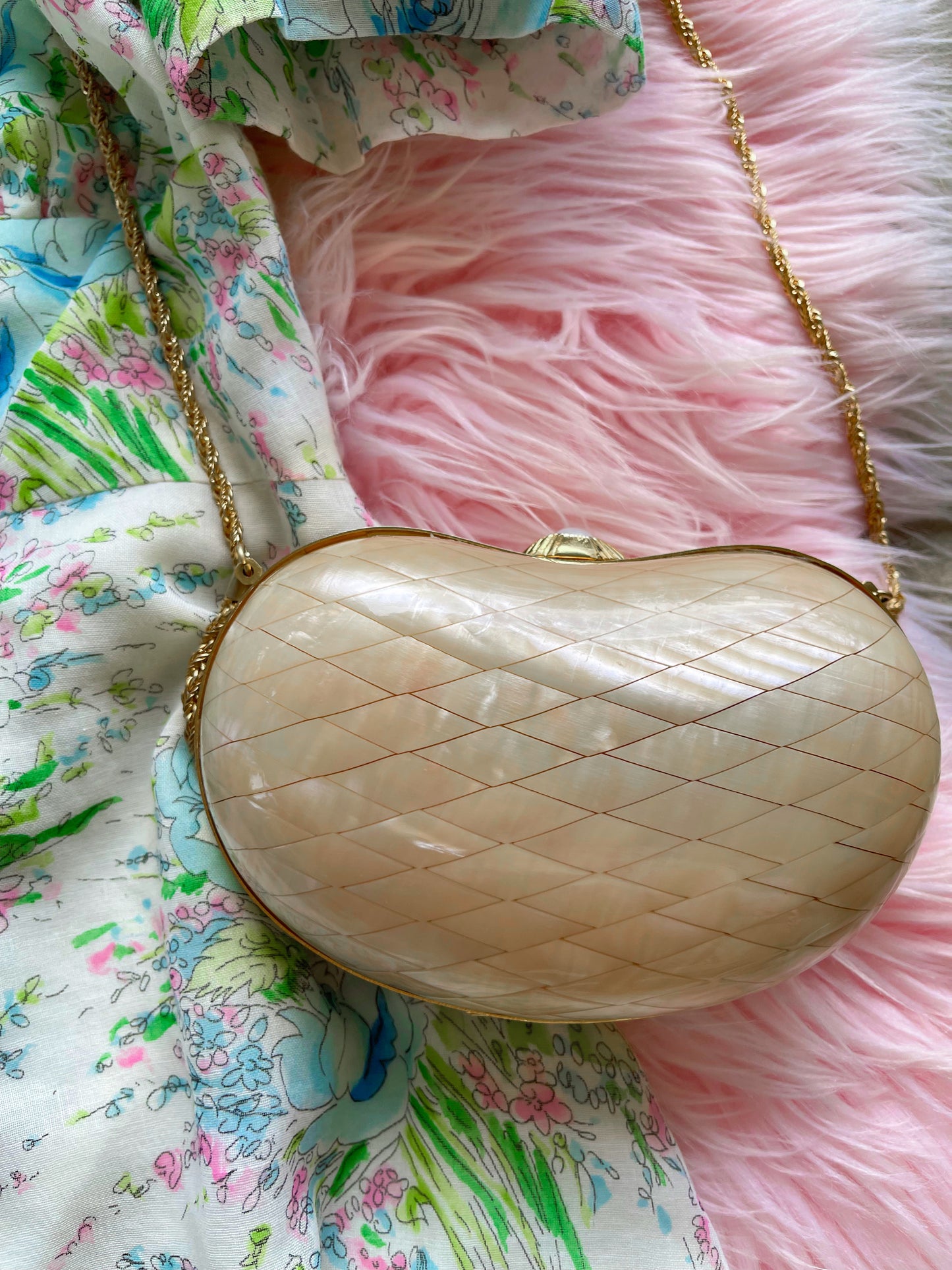 Vintage RARE 1950s / 1960s Made in Italy for Lord & Taylor Mother of Pearls Shoulder Bag