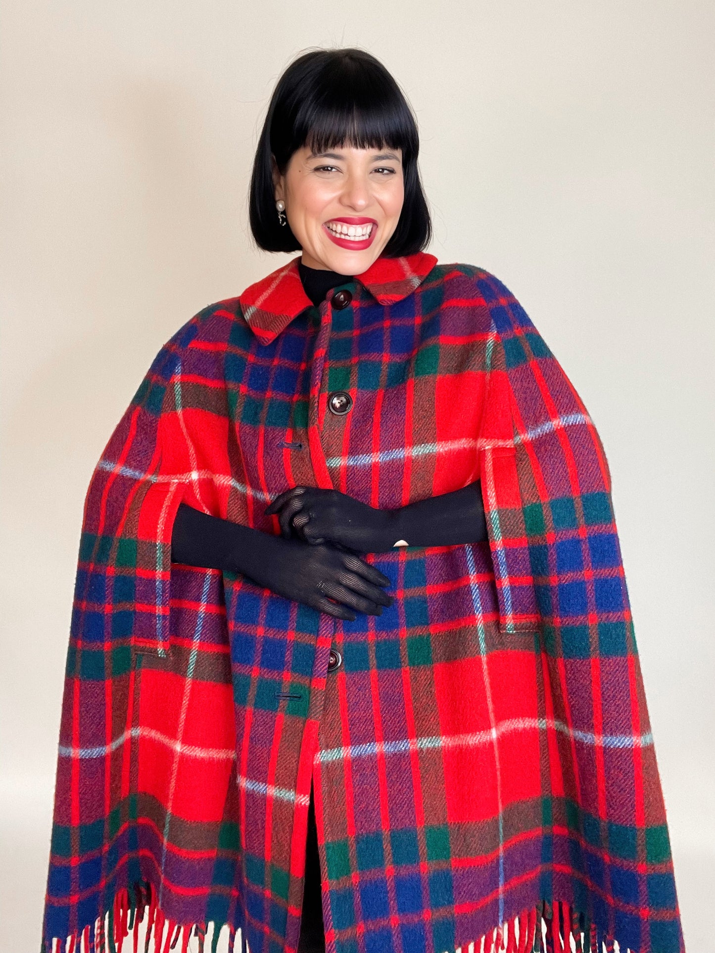 Vintage 70s "Comfydown" Pure Shetland Wool Authentic Tartan Cape Poncho One Size Fits Most