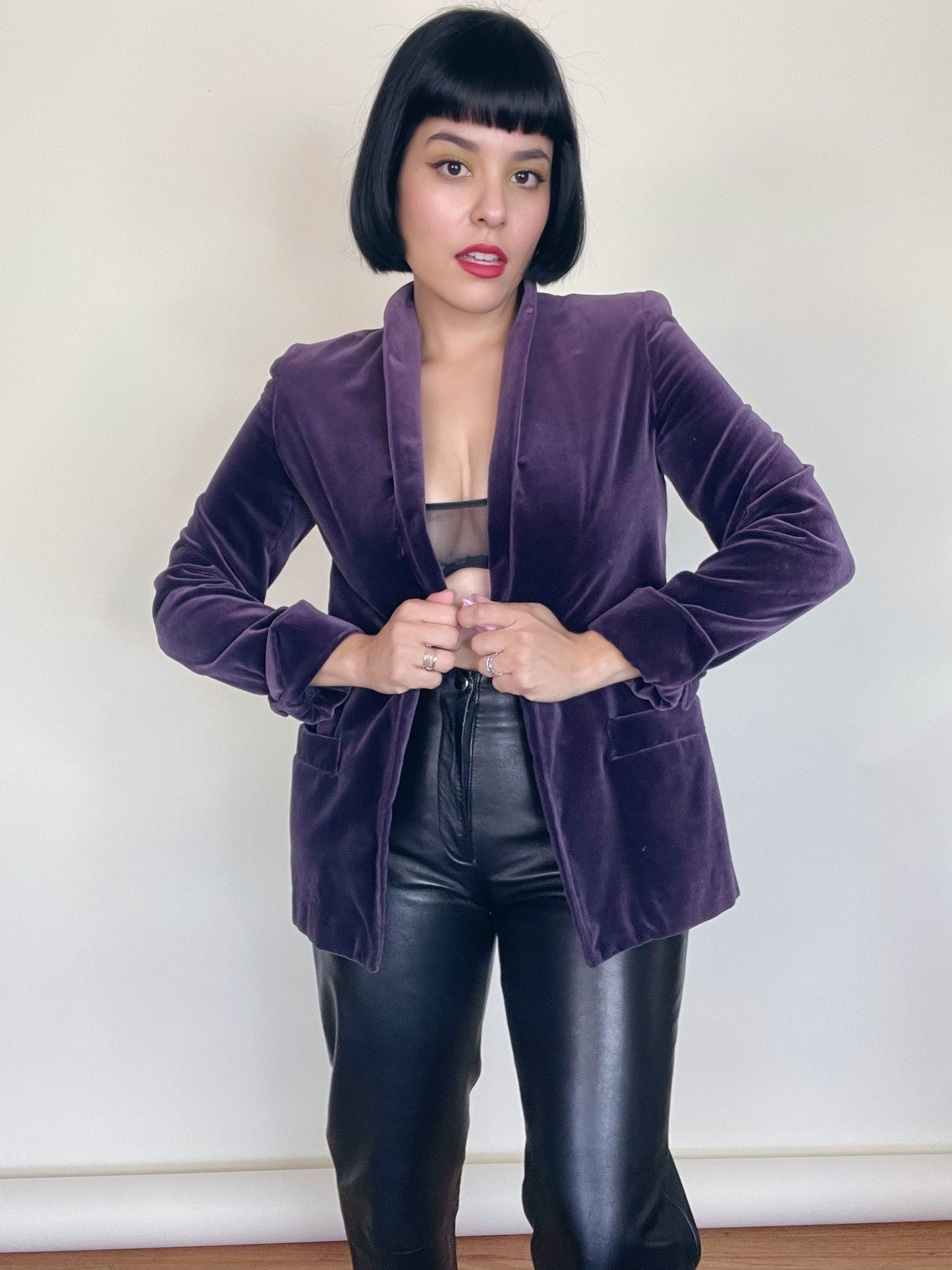 Vintage 70s 80s "I. Magnin" Grape Plum Purple Velvet Jacket Best Fits Sizes XS-M