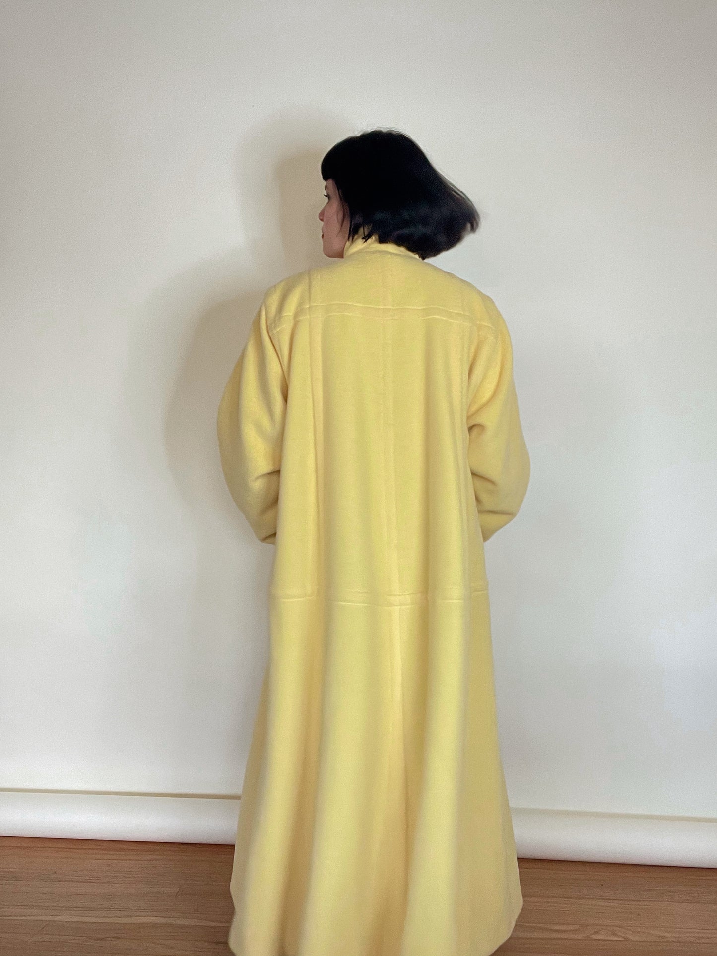 Vintage 80s 90s "Escada by Margaretha Ley" Made in Germany Yellow Wool Coat One Size Fits Most