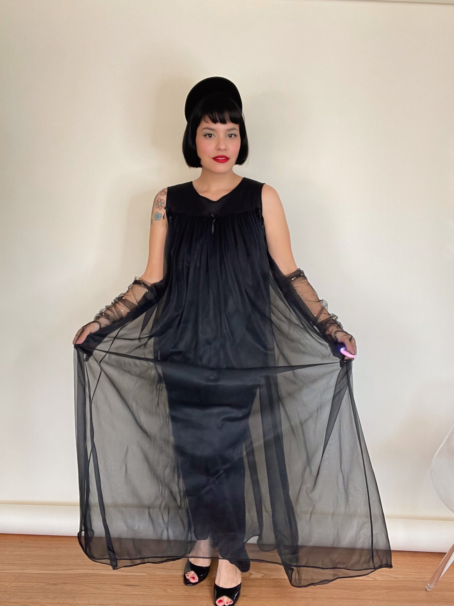 Vintage 60s Nylon Trapeze Nighty Dress Fits Most Sizes