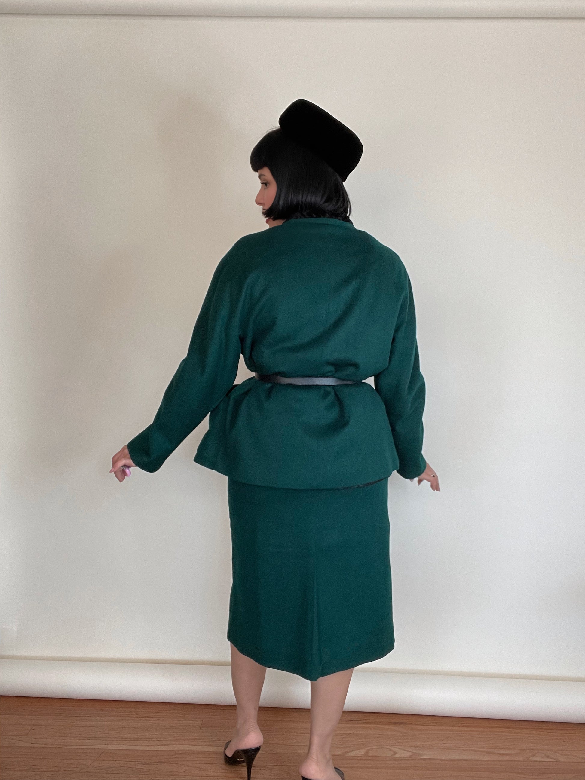 Vintage 50s / 60s Townley Forest Green Swing Coat Matching High