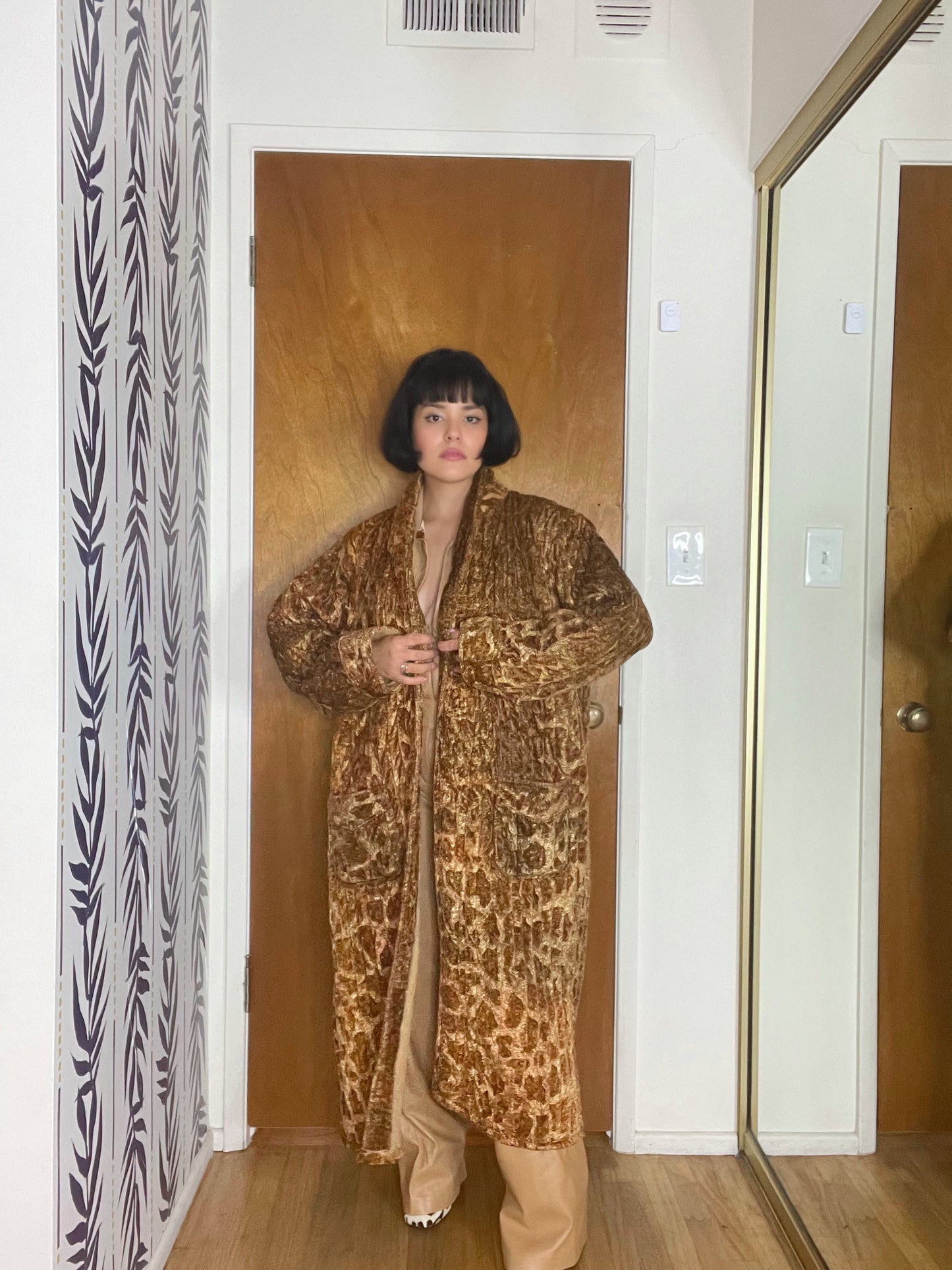 Vintage 60s 70s Giraffe Print Duster Coat One Size Fits Most