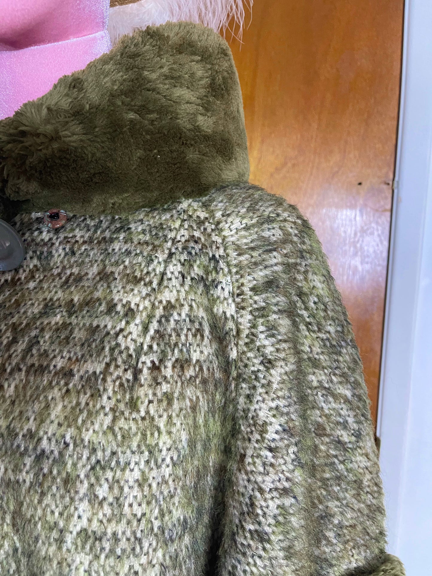 Vintage 50s 60s Avocado Green Tweed Coat One Size Fits Most