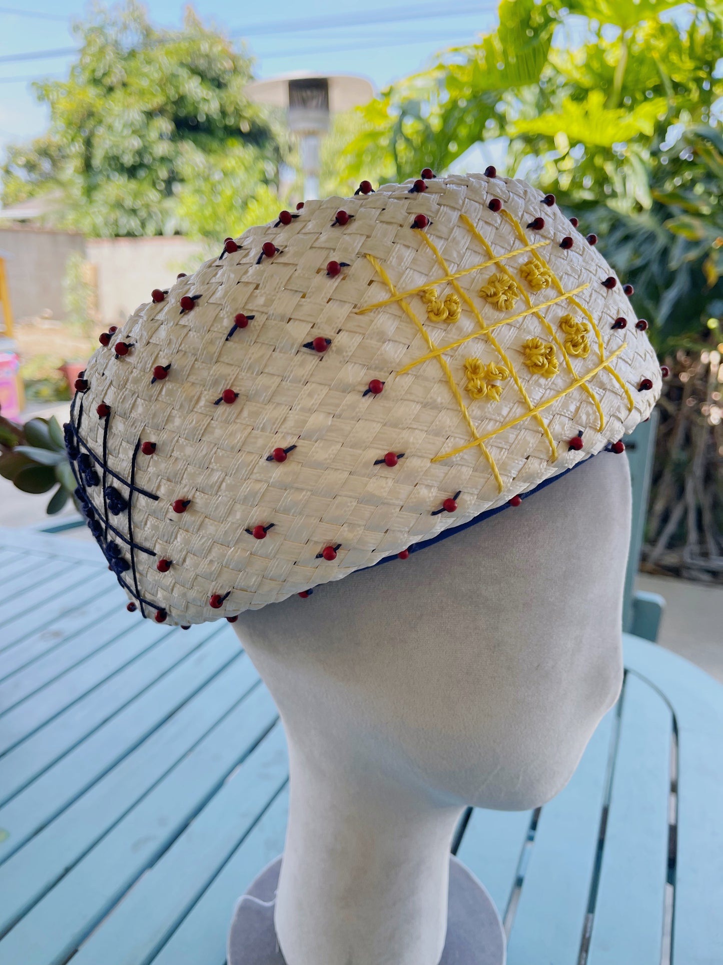 Vintage 50s 60s "Mr. John Jr." Woven Beaded Bubble Hat One Size