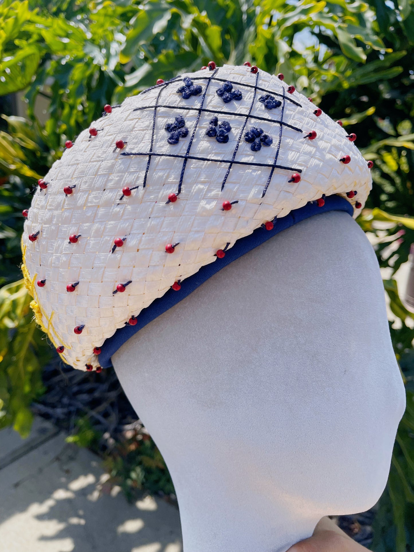 Vintage 50s 60s "Mr. John Jr." Woven Beaded Bubble Hat One Size