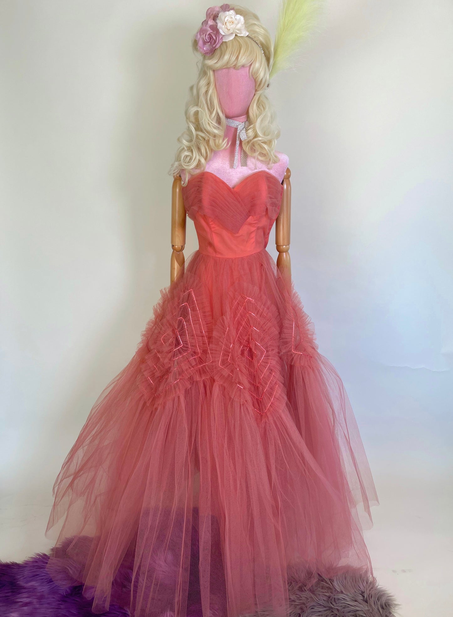 50s Flamingo Rosey Pink Tulle Ballgown Best Fits Size XXS-XS