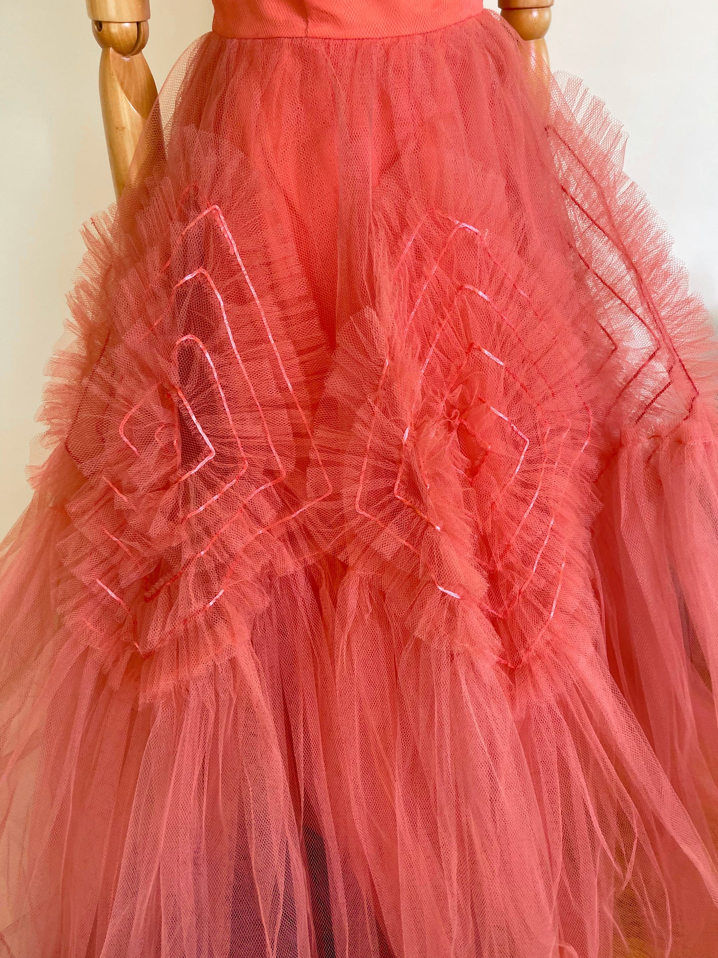 50s Flamingo Rosey Pink Tulle Ballgown Best Fits Size XXS-XS